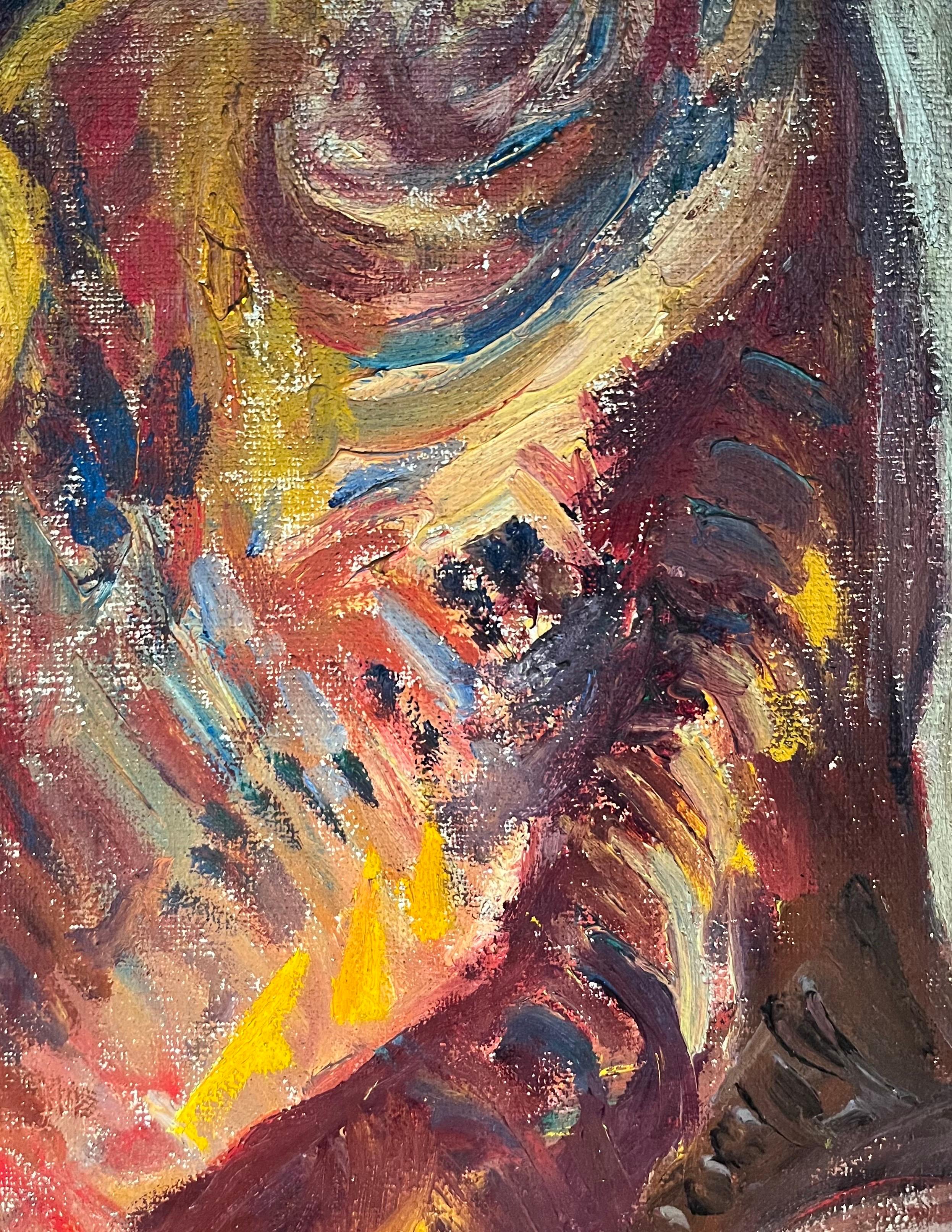 The Reflection of The Model by Otto Vautier - Oil on Canvas 81x65 cm For Sale 4