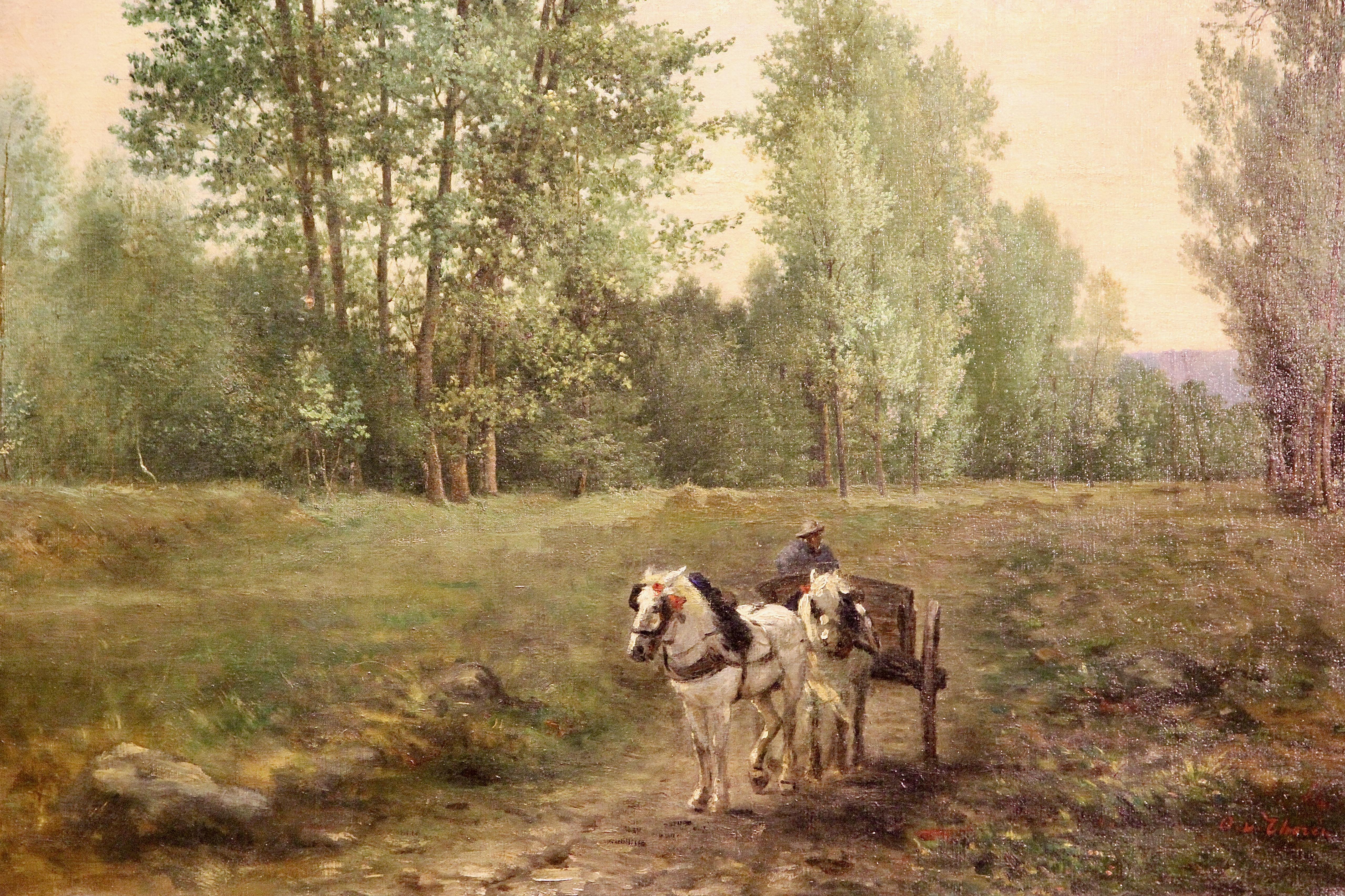 Otto Von Thoren, 19e siècle, peinture à l'huile ancienne, chevaux avec un coach de fermier en vente 2