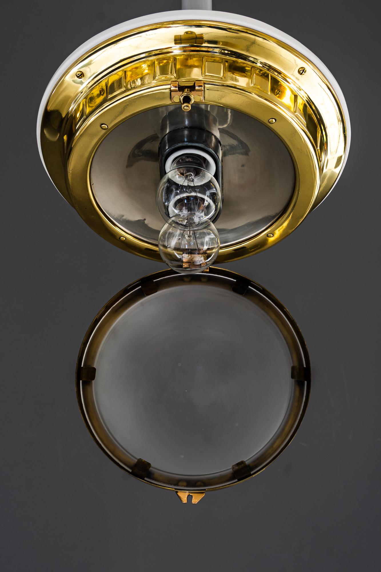 Polished Otto Wagner Ceiling Lights for the Vienna Metropolitan Railways, Around 1900 For Sale