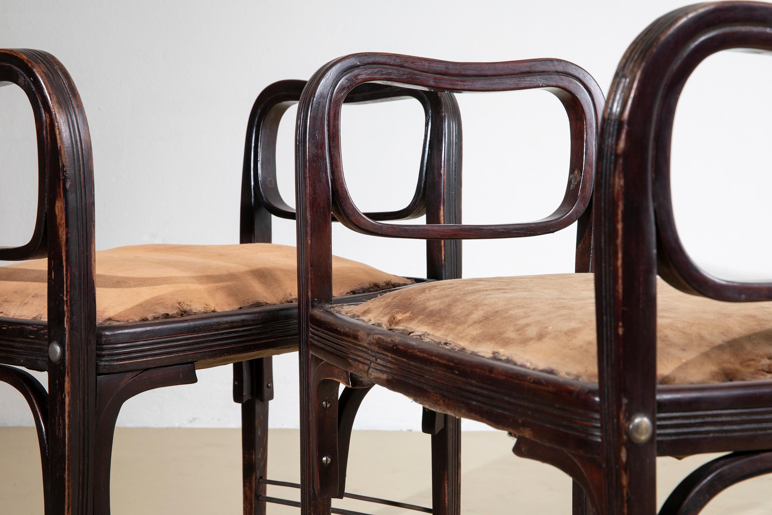 Laiton Otto Wagner, paire de tabourets, c. 1901