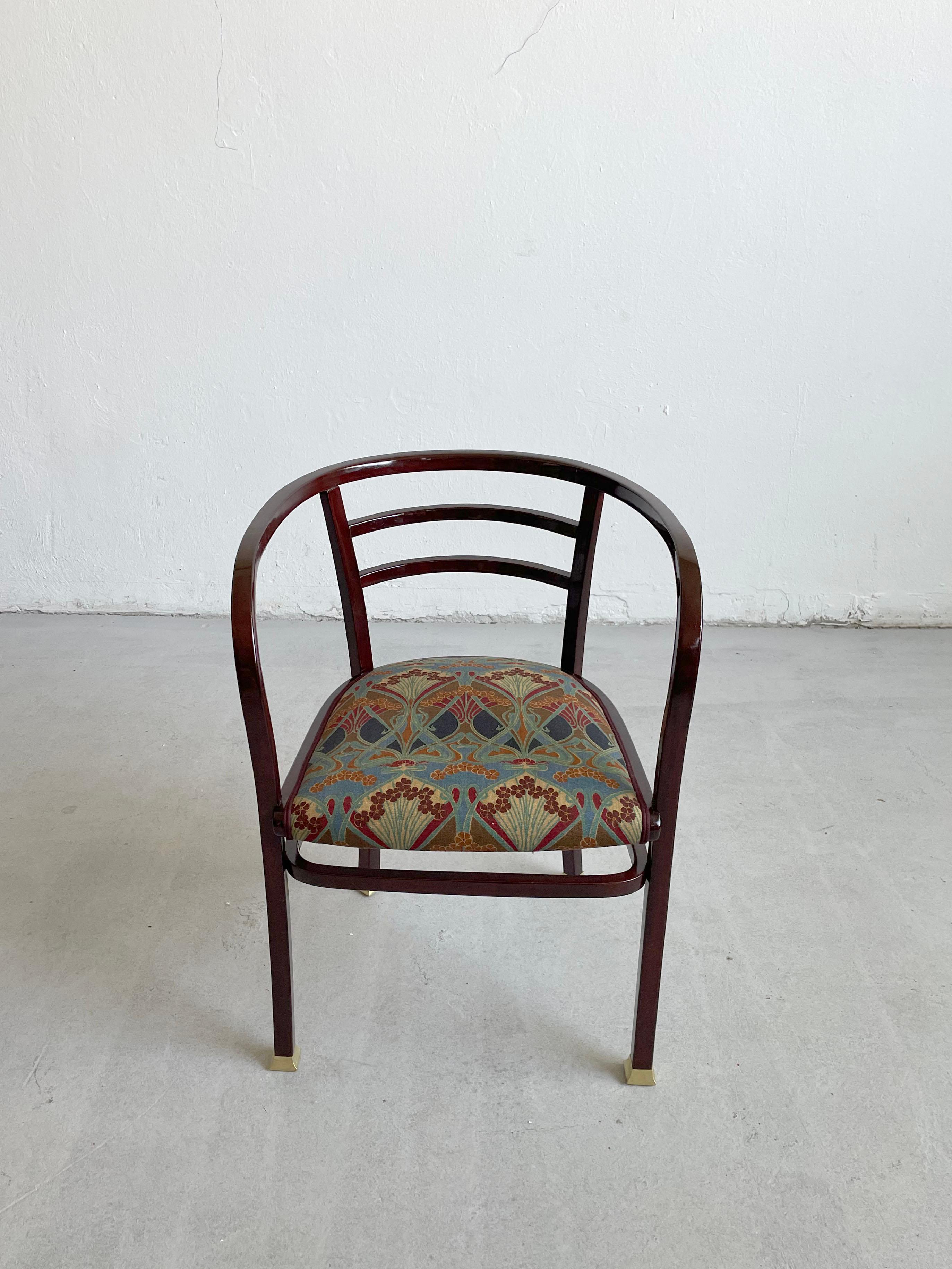 Laiton Otto Wagner, fauteuil entièrement restauré, 1902. Bois de hêtre. Pour Thonet, Vienne. en vente