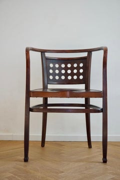 Otto Wagner Iconic Postsparkasse Brown Bentwood Armchair