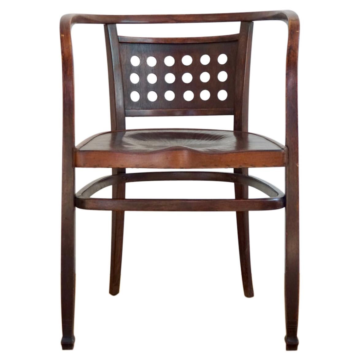 Otto Wagner Iconic Postsparkasse Brown Bentwood Armchair