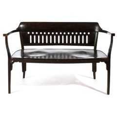 Banc de banquet en bois cintré Otto Wagner, Thonet, Autriche, Sécession viennoise, vers 1905
