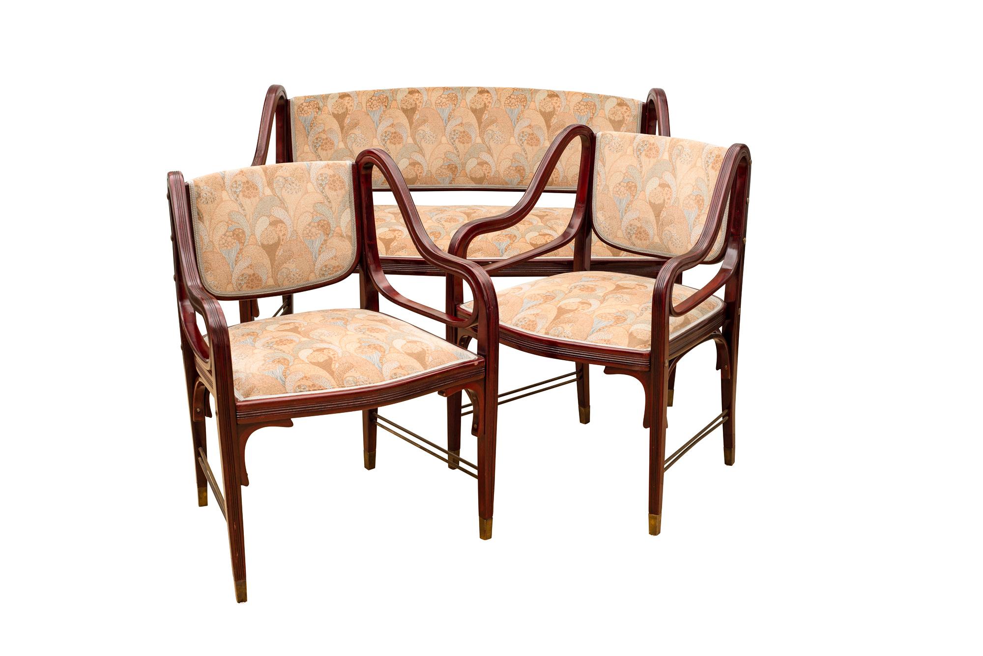 Art Deco Otto Wagner Sitting Ensemble J. & J. Kohn Austrian Design circa 1902 Bentwood For Sale