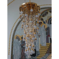 Otto Wagner&Koloman Moser Lámpara de araña "Kirche Am Steinhof", 48 llamas, Reedición
