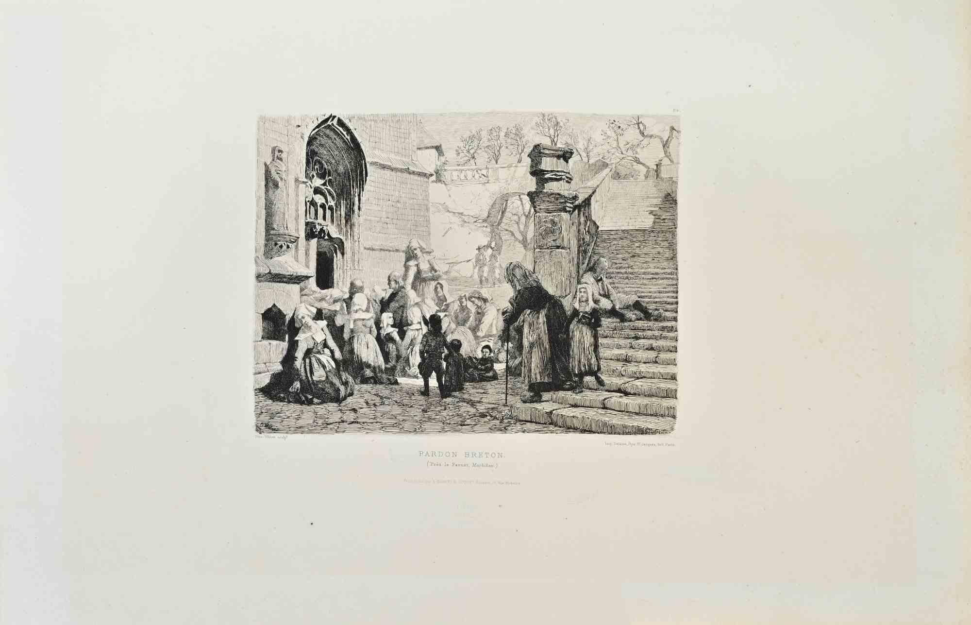 Pardon Breton is a black and white etching realized by Otto Weber (1832-1888)  in 1870s.

Titled in the lower.

Image size: 24cmx18cm.

Good condition.

Signed on the lower left.

Realized by Cadart for the "Société des Aquafortistes. Born on the