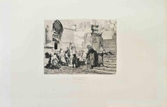 Antique Pardon Breton - Etching by Otto Weber - 1870s