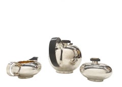 Otto Wolter, German Sterling Silver Tea set, Mid 20th Century