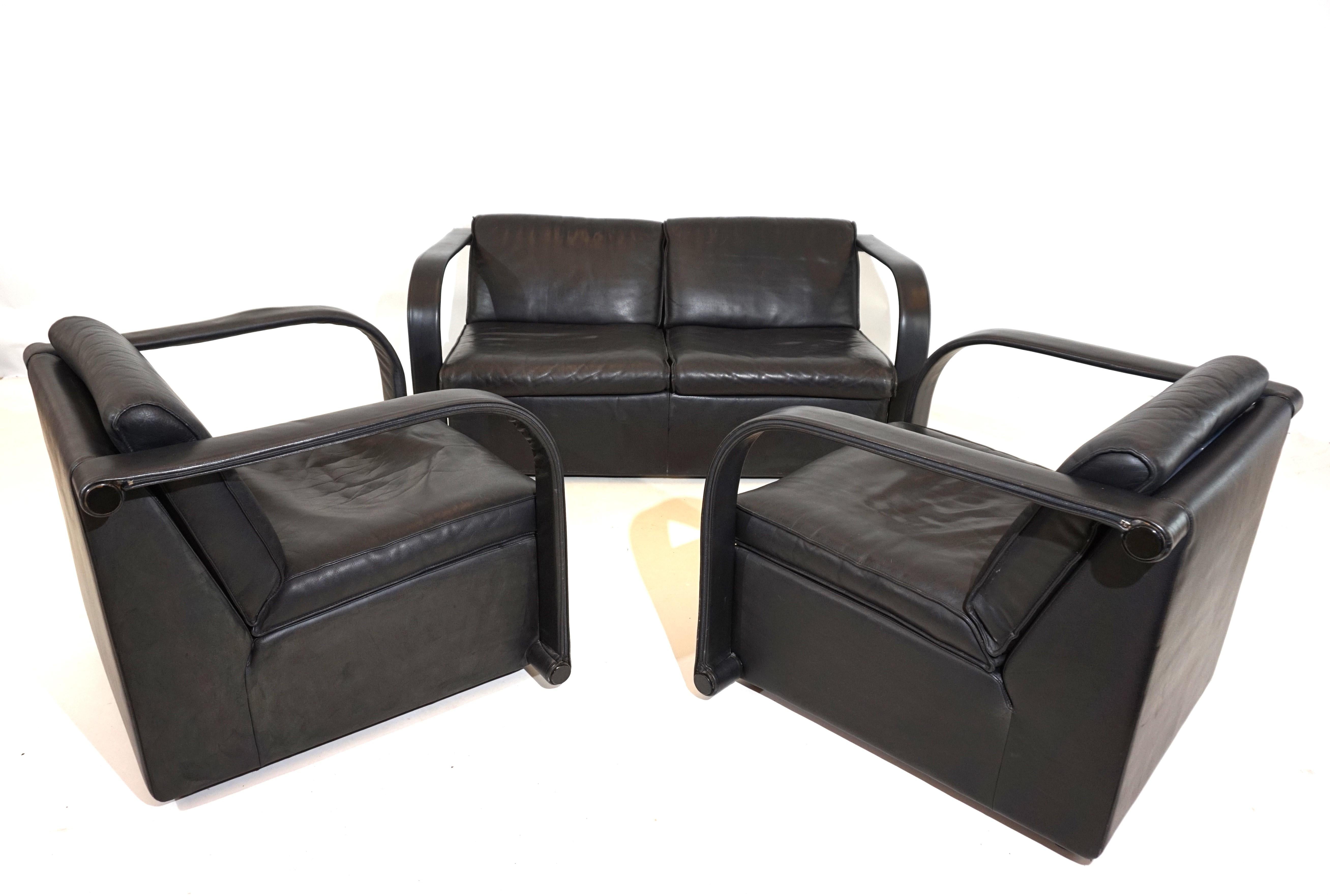 Late 20th Century Otto Zapf Arcona Leather Living Room Set for Art Collection For Sale