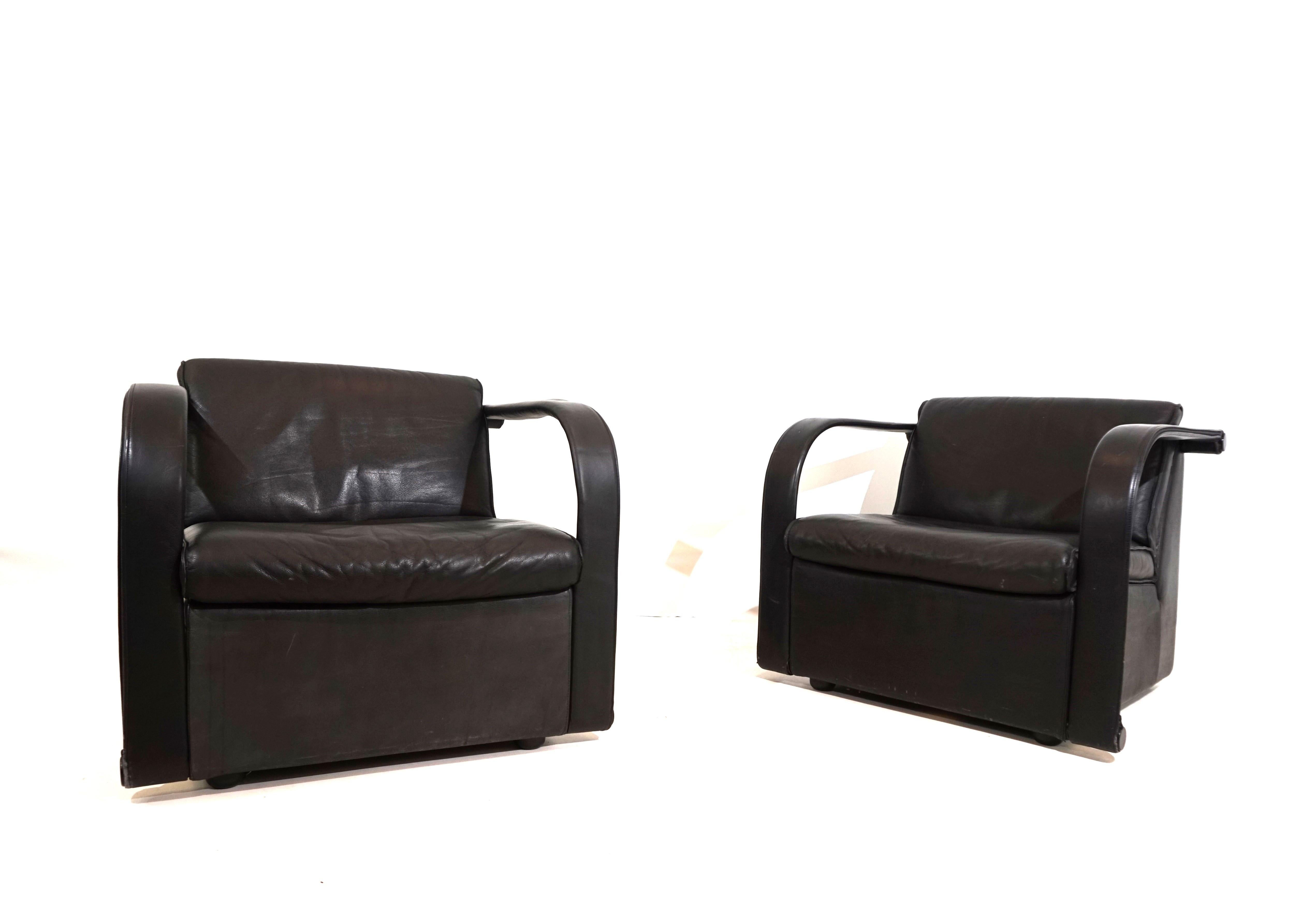 Otto Zapf Arcona set of 2 leather armchairs for Art Collection For Sale 2