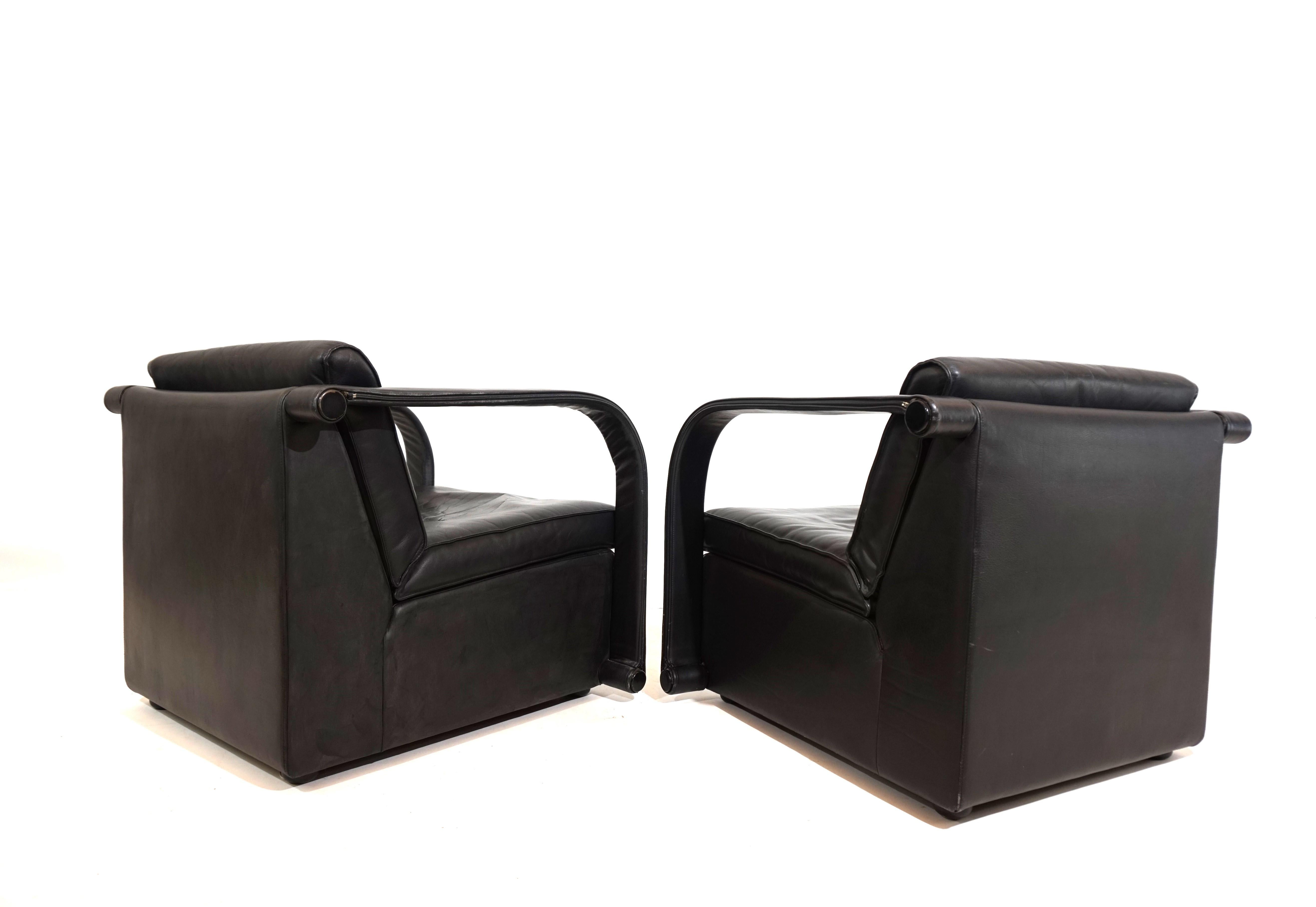 Otto Zapf Arcona set of 2 leather armchairs for Art Collection For Sale 3