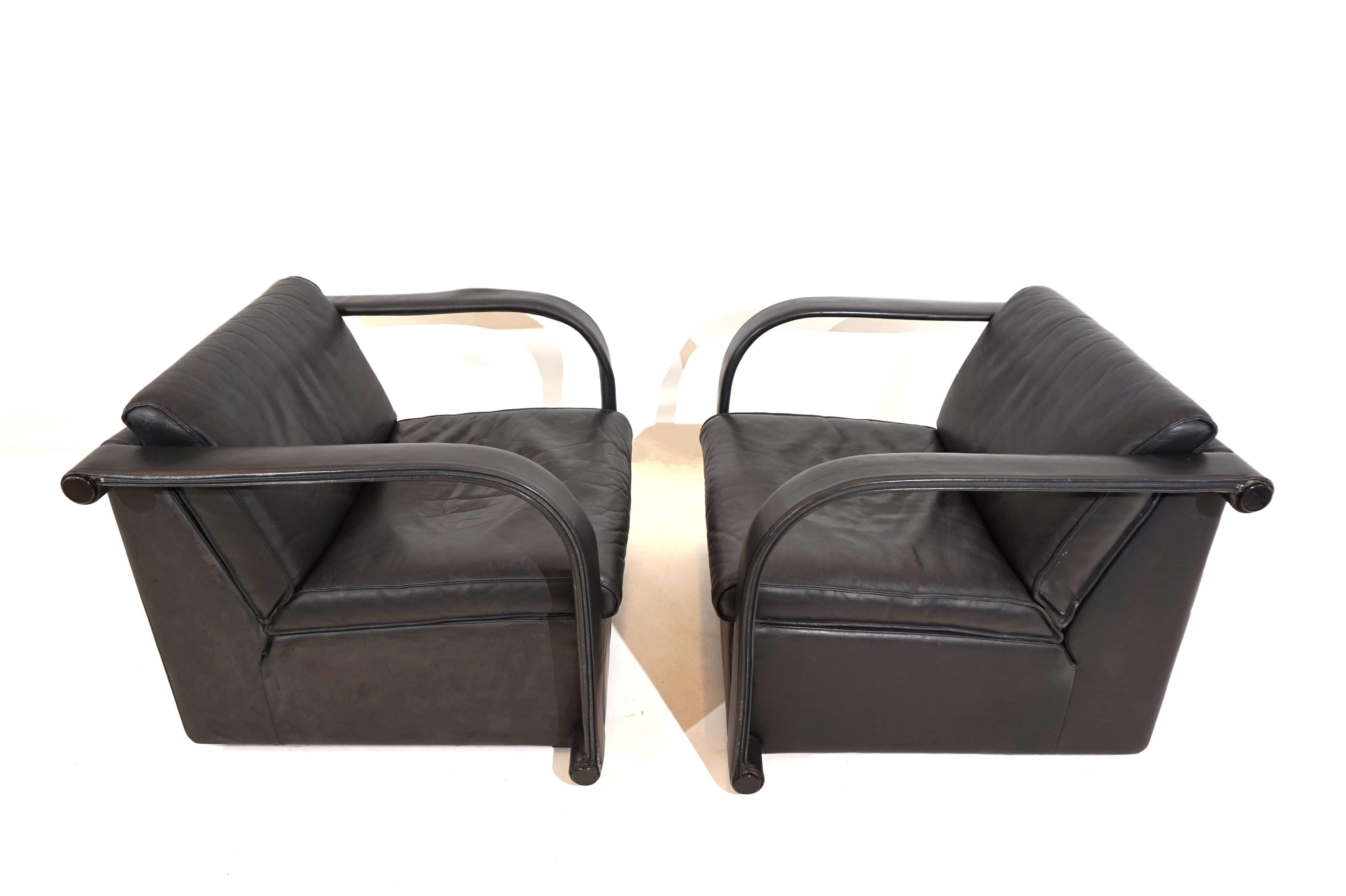 German Otto Zapf Arcona set of 2 leather armchairs for Art Collection For Sale