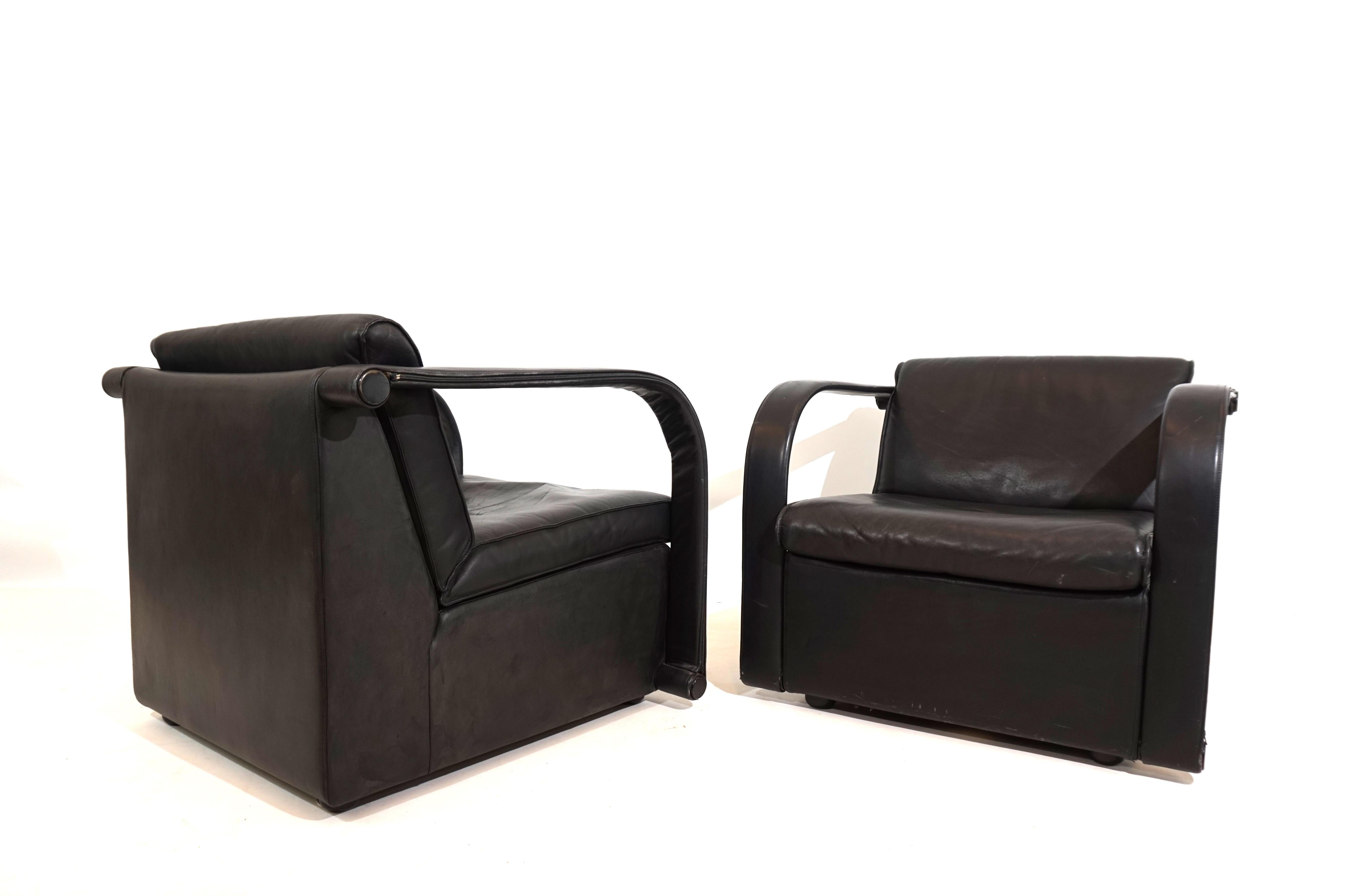 Otto Zapf Arcona set of 2 leather armchairs for Art Collection In Good Condition For Sale In Ludwigslust, DE