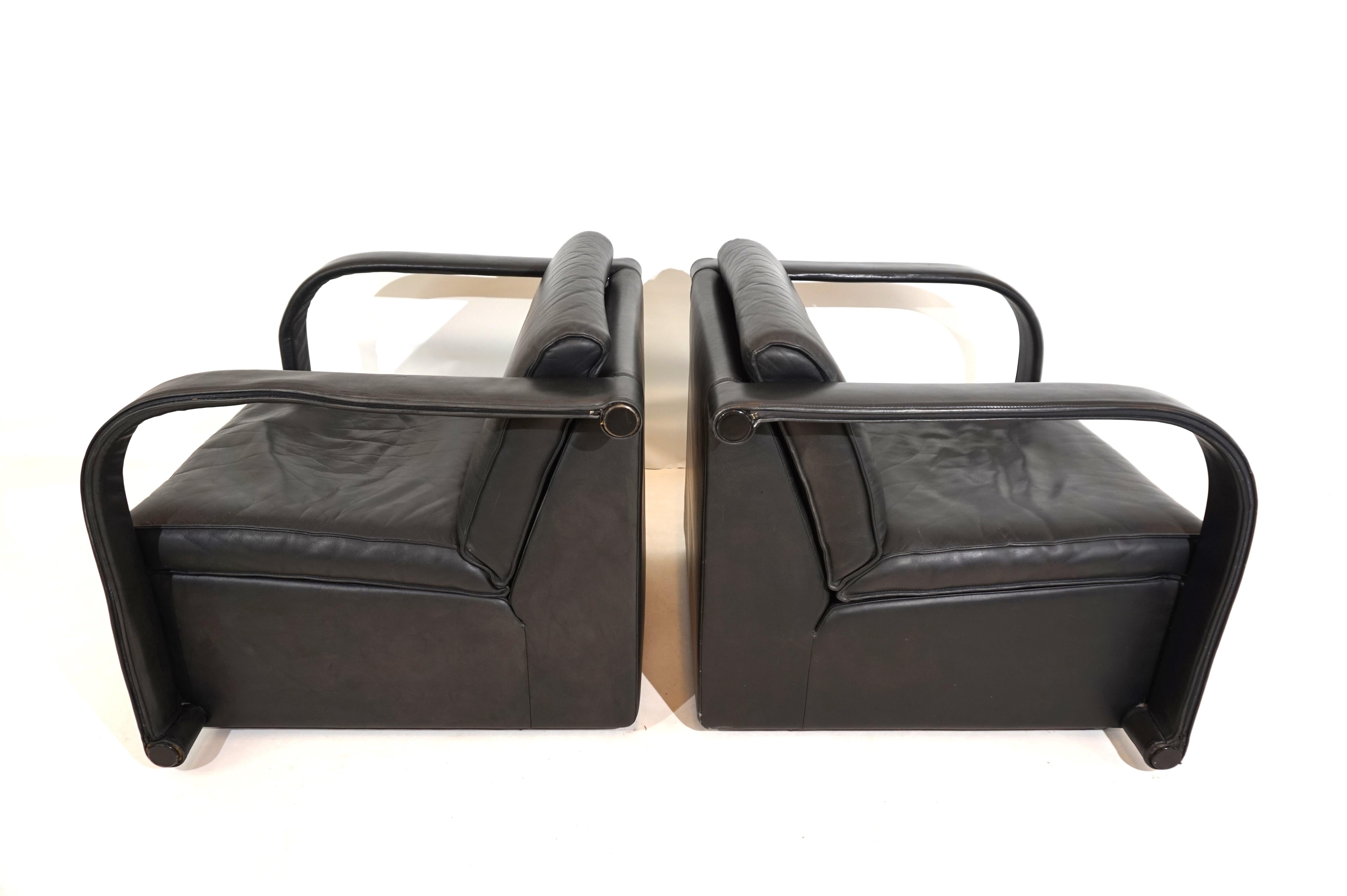 Late 20th Century Otto Zapf Arcona set of 2 leather armchairs for Art Collection For Sale
