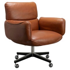 Otto Zapf Executive Chair in Original Saddle Brown Leather by Knoll