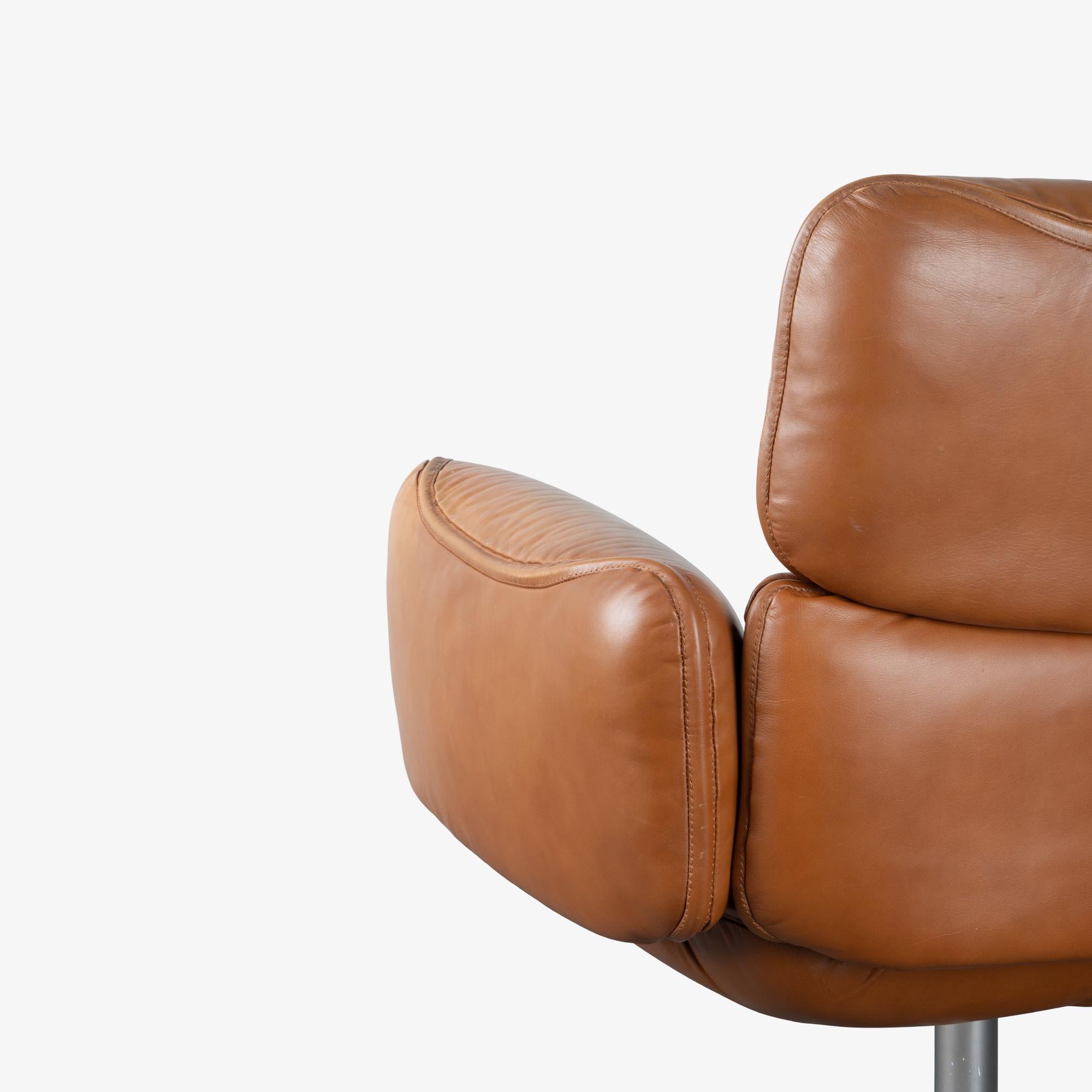 Sedie direzionali Otto Zapf in pelle originale marrone selleria di Knoll in vendita 4