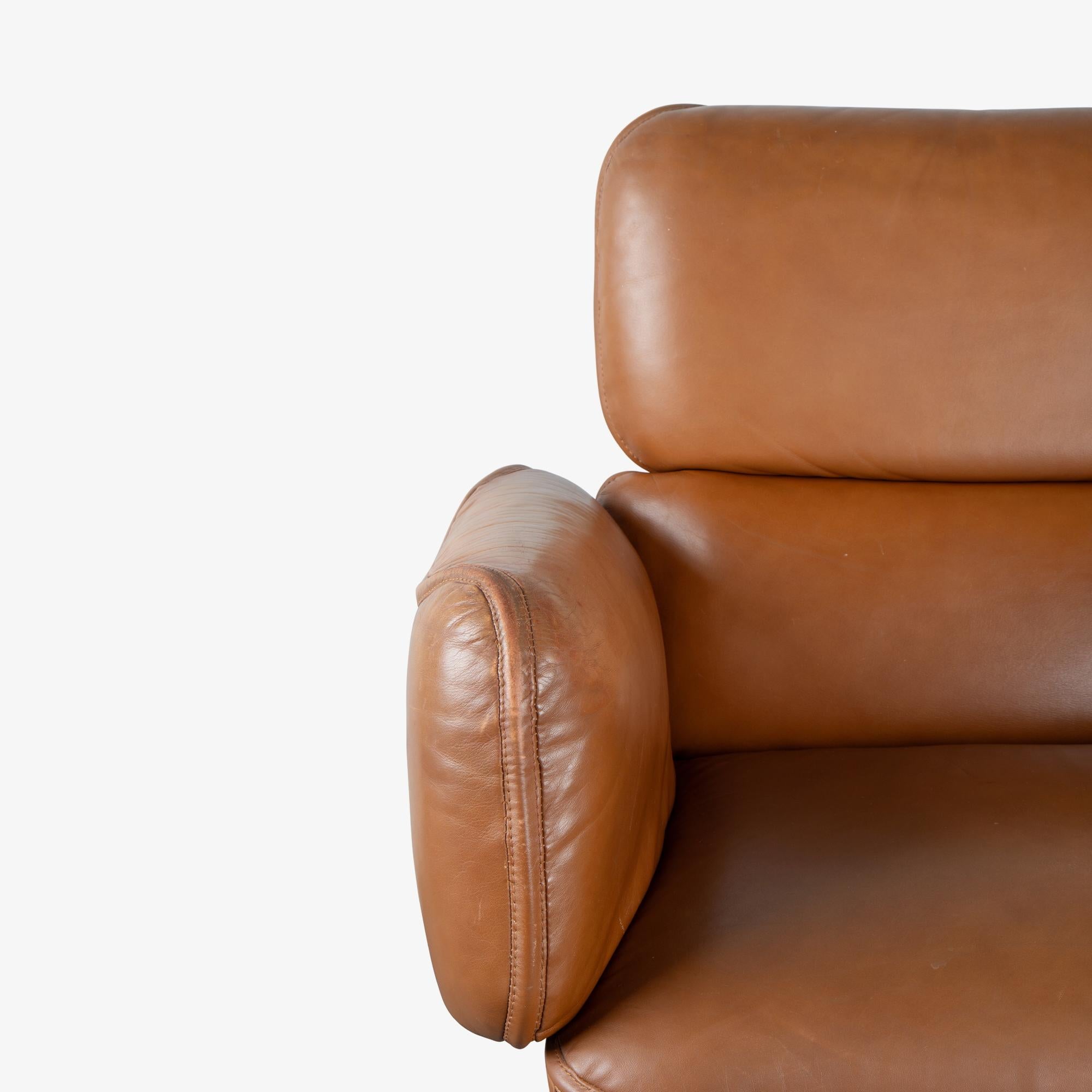 Sedie direzionali Otto Zapf in pelle originale marrone selleria di Knoll in vendita 1