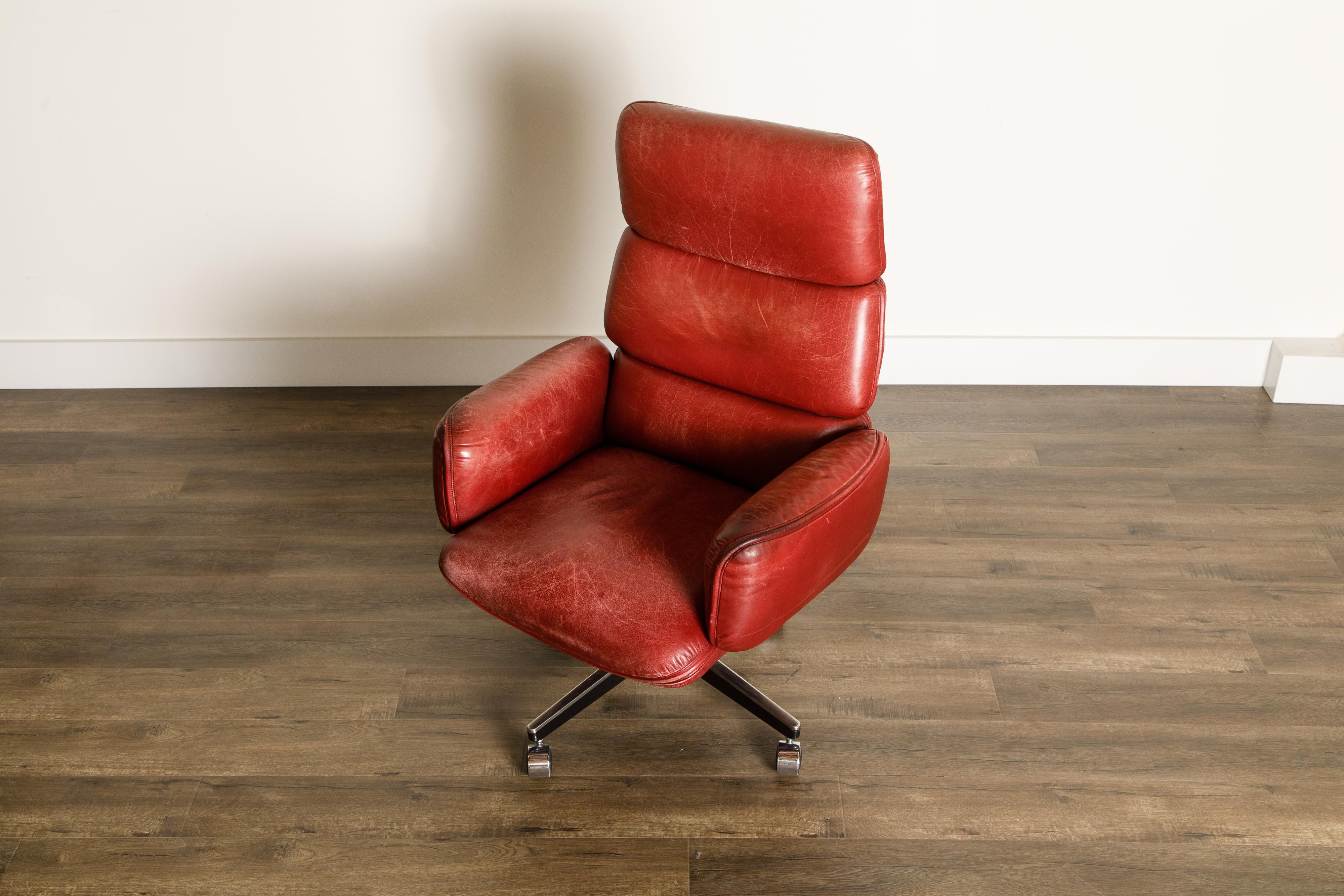 Otto Zapf for Knoll International Highback Executive Leather Desk Chair, Signed 5