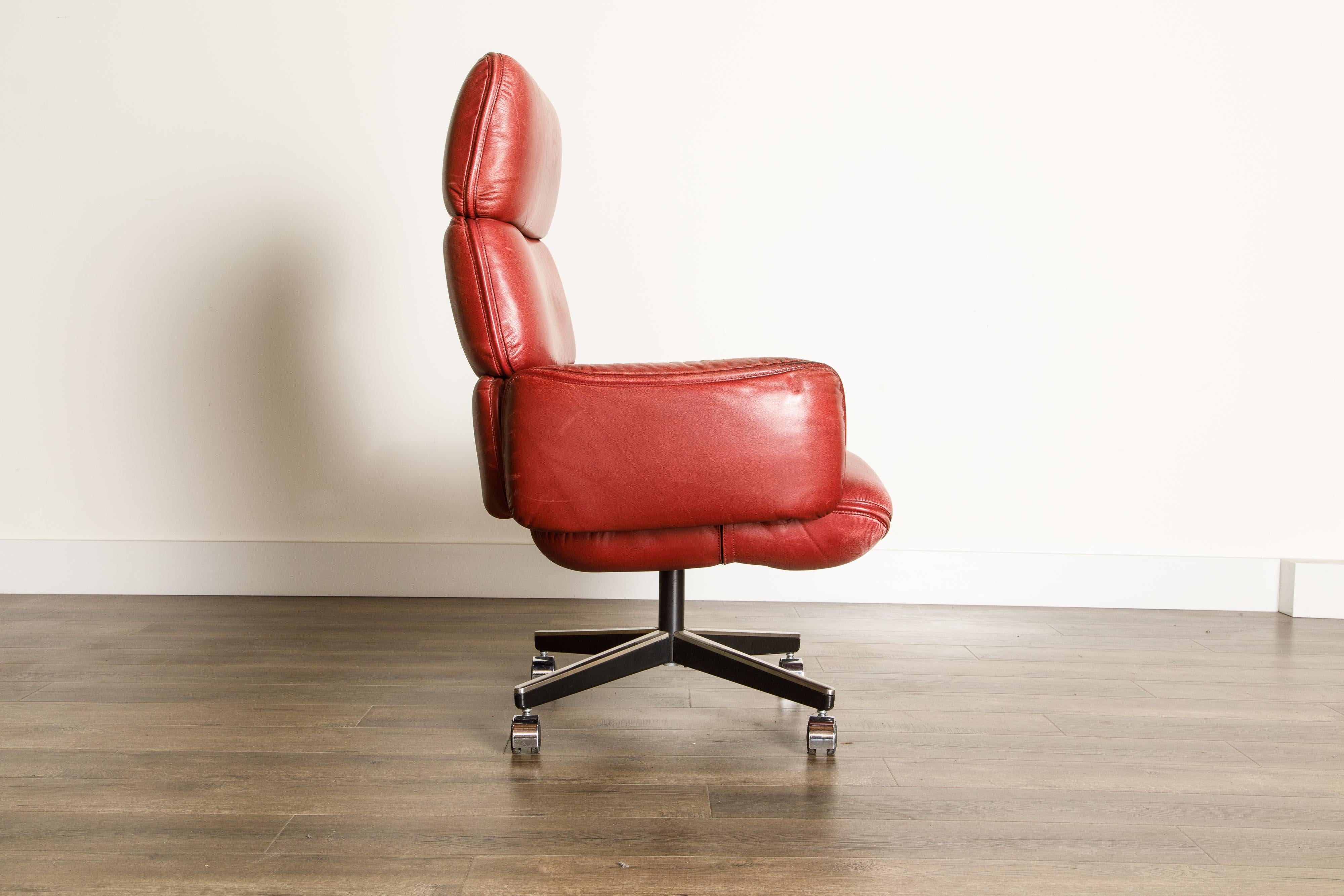 Late 20th Century Otto Zapf for Knoll International Highback Executive Leather Desk Chair, Signed