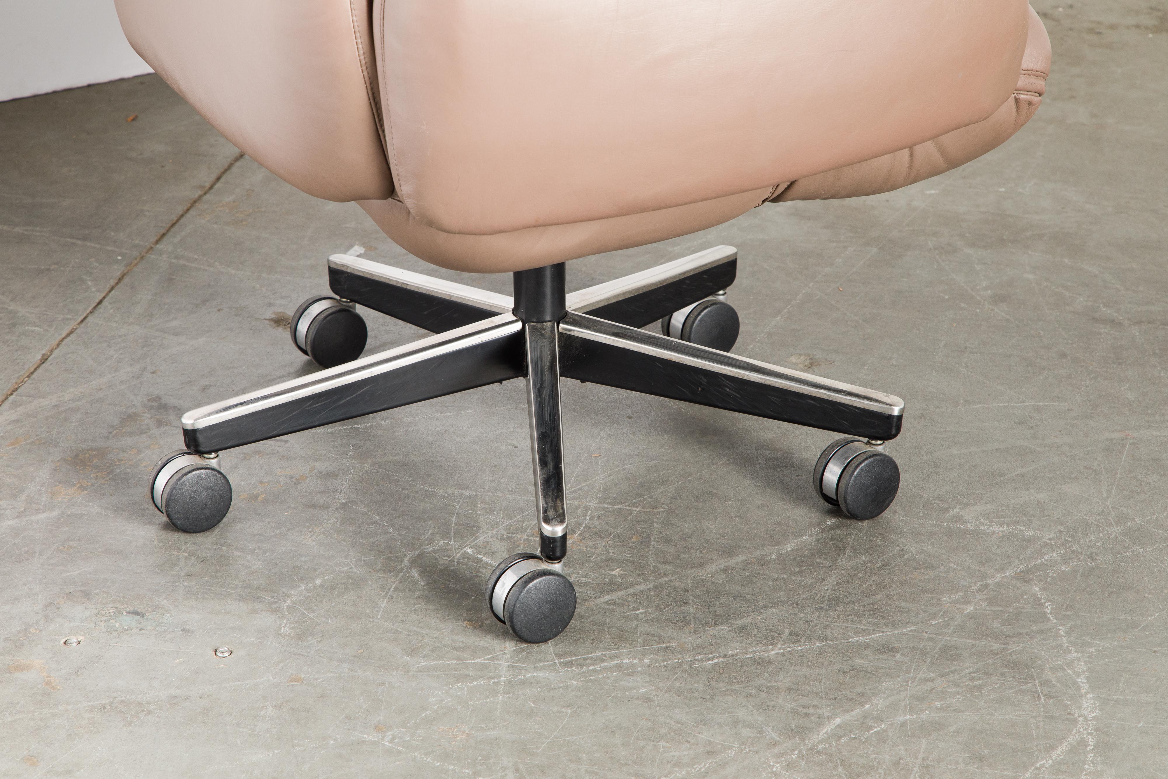 Otto Zapf for Knoll International Leather Desk Chair, c. 1985, Signed 12