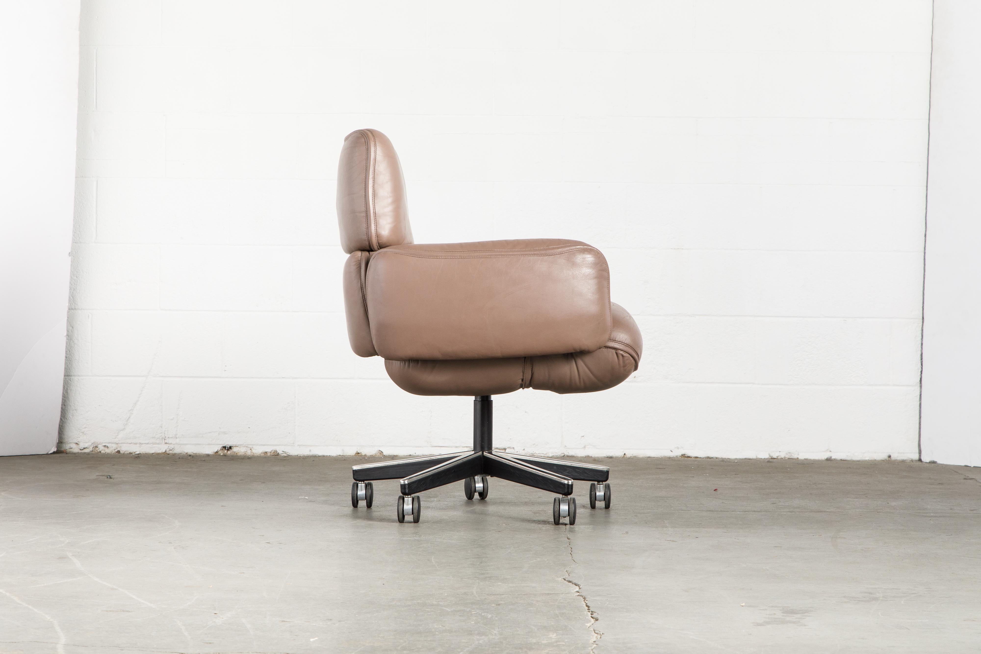 Otto Zapf for Knoll International Leather Desk Chair, c. 1985, Signed  In Good Condition In Los Angeles, CA