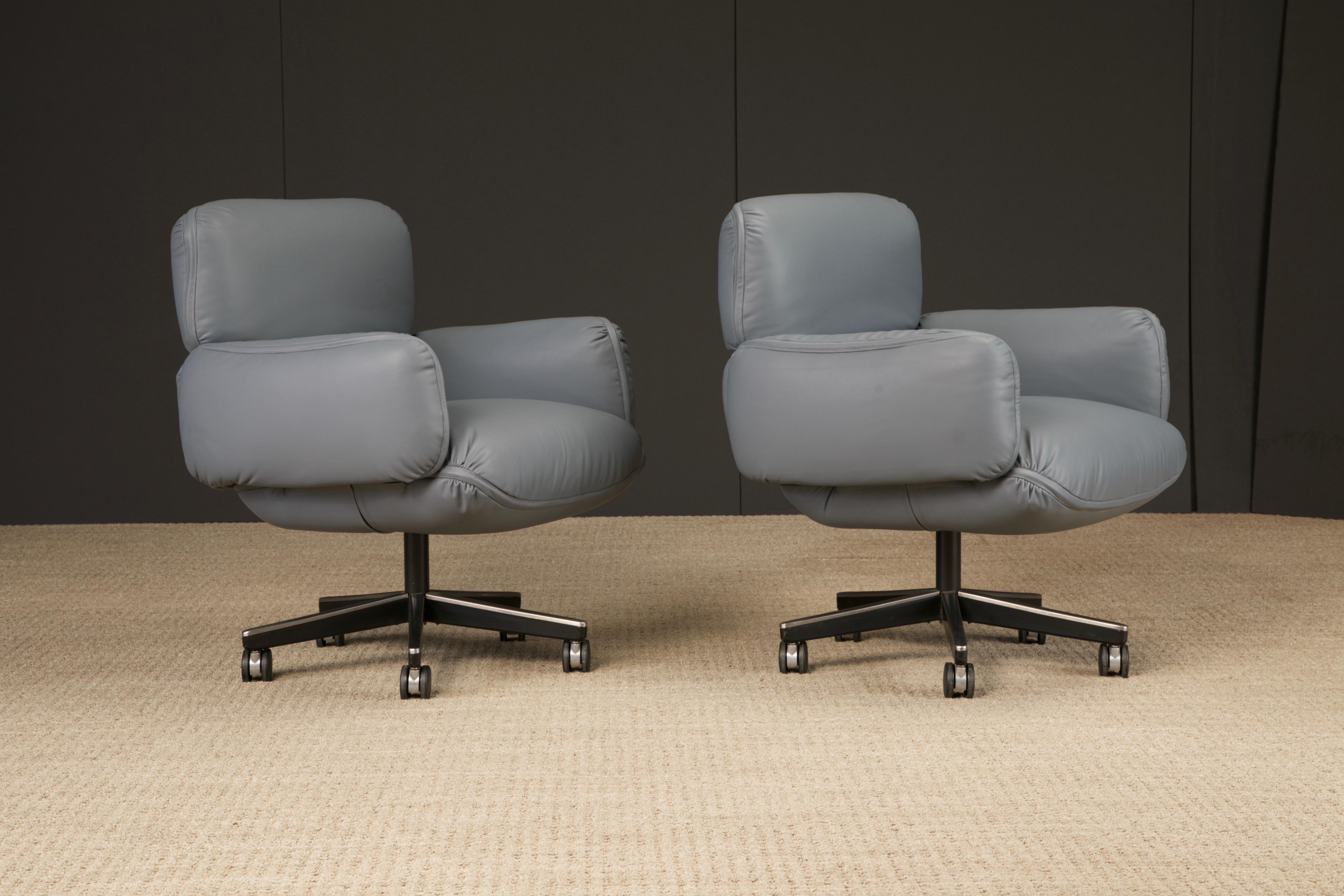 Otto Zapf für Knoll International Leder- Chefsessel, ca. 1985, neu gepolstert im Zustand „Hervorragend“ im Angebot in Los Angeles, CA