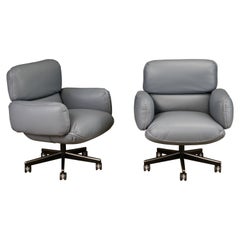 Otto Zapf for Knoll International Leather Executive Chairs, c. 1985, Reupholsted