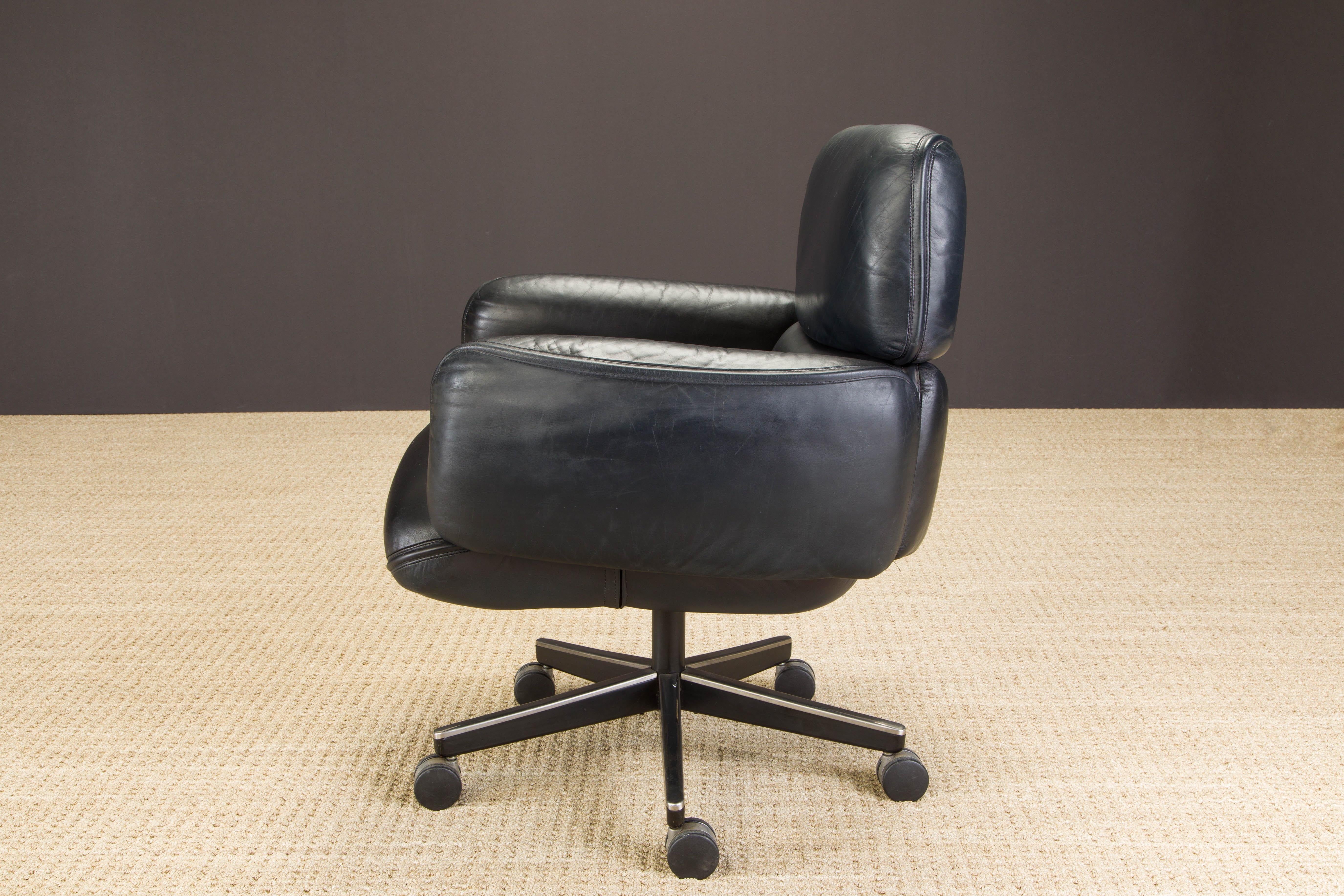 Otto Zapf for Knoll International Leather Management Chair, c. 1985, Signed  4