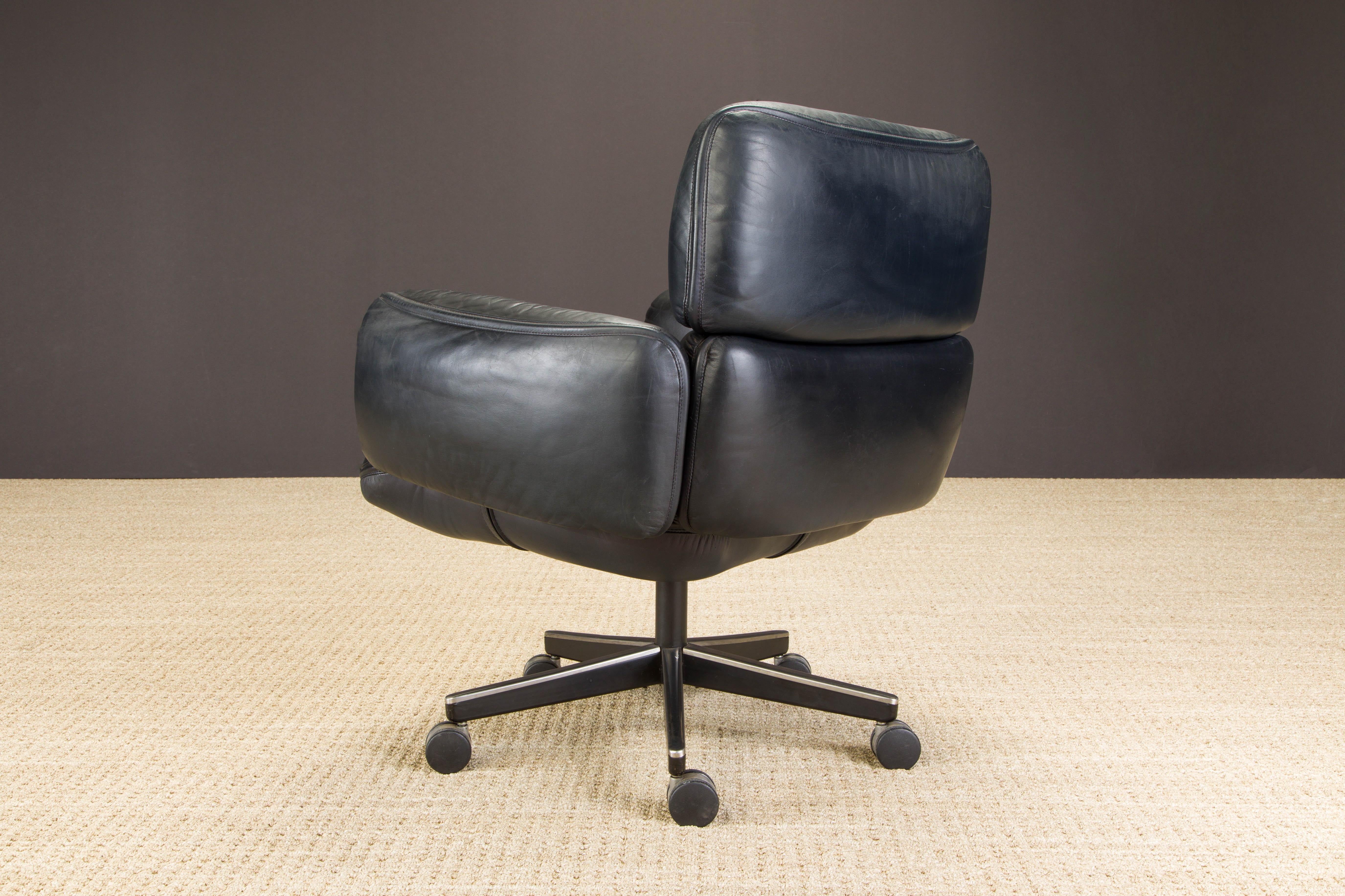 Otto Zapf for Knoll International Leather Management Chair, c. 1985, Signed  5