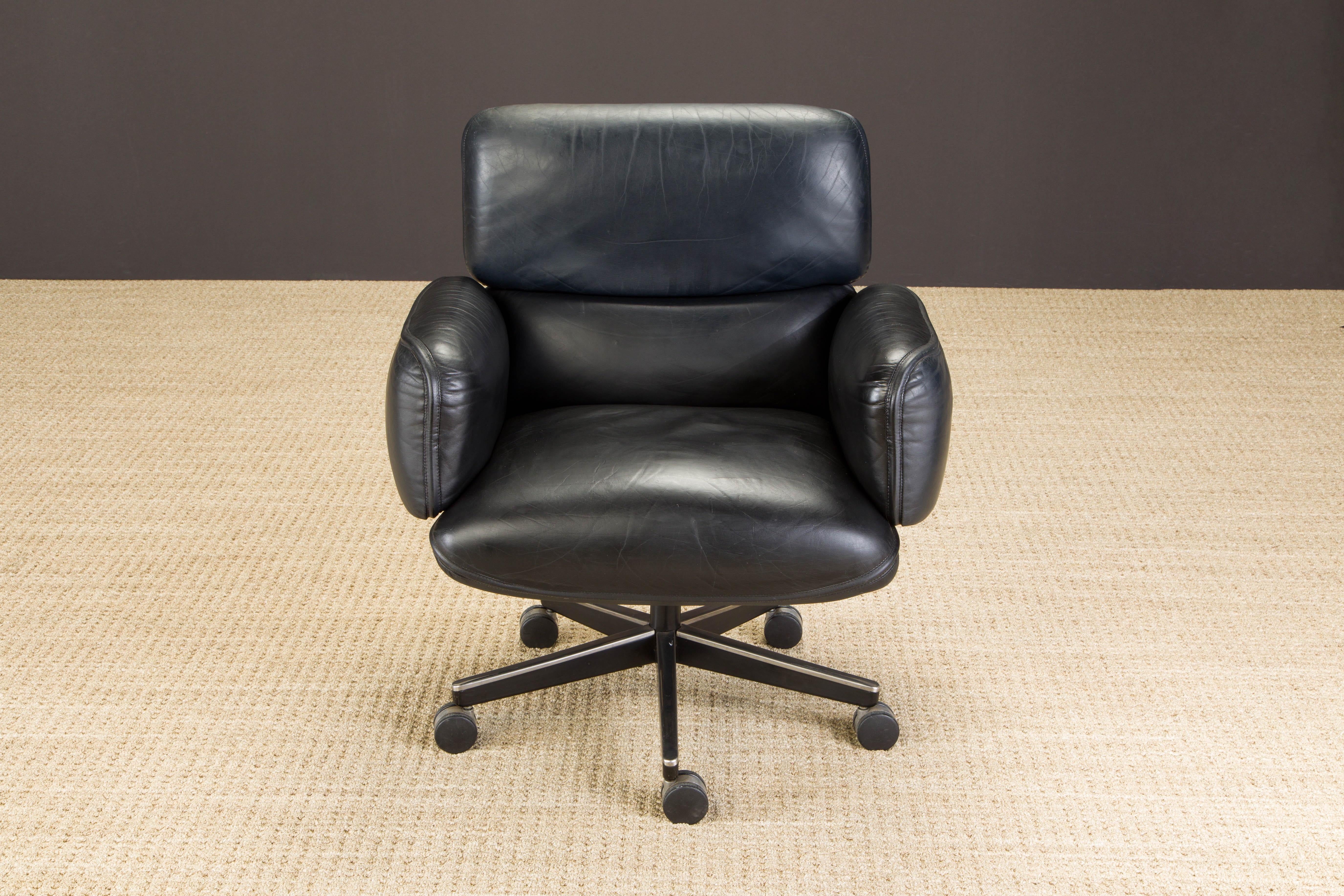 Modern Otto Zapf for Knoll International Leather Management Chair, c. 1985, Signed 