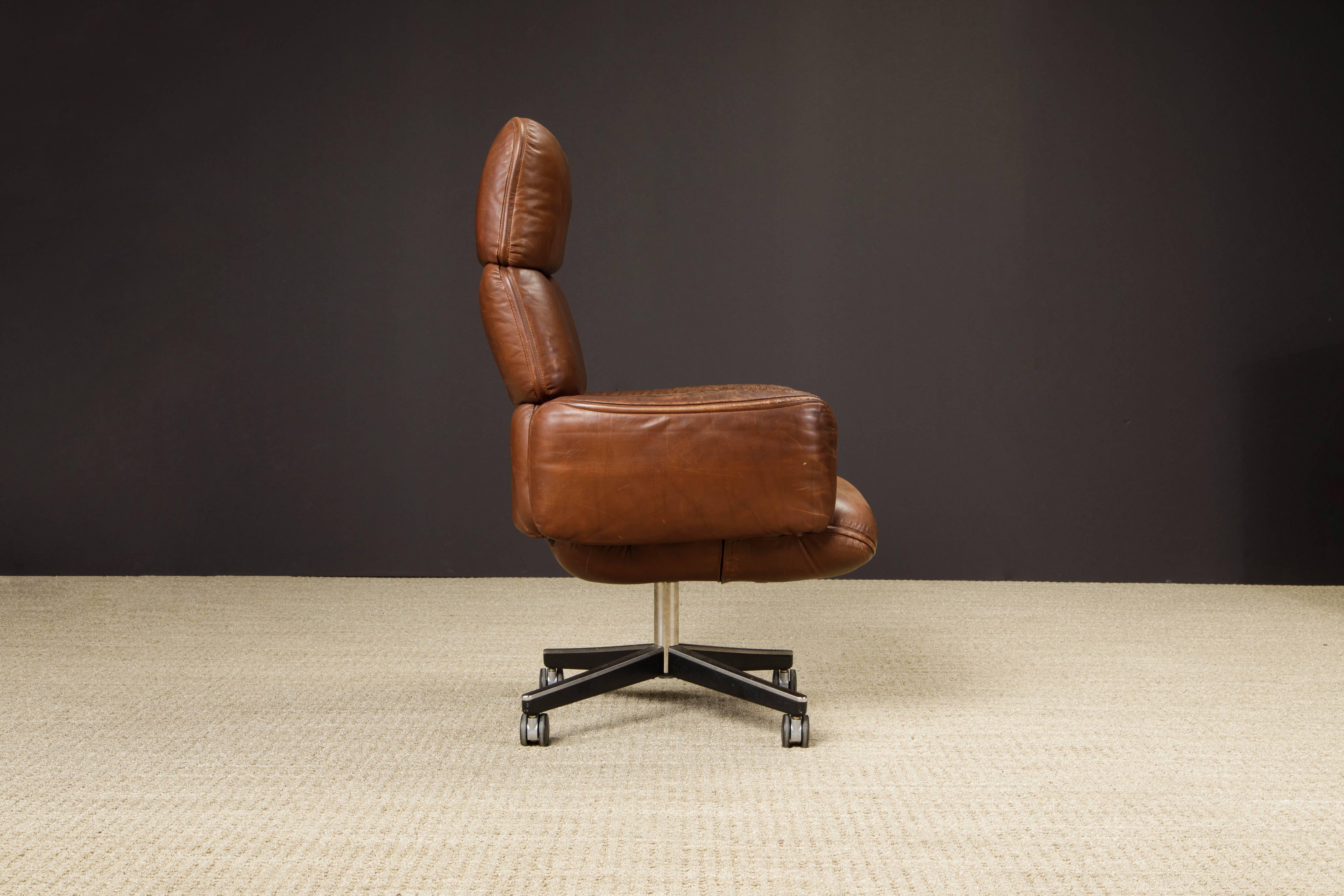 Otto Zapf for Knoll International Patinated Leather Executive Chair, Signed  6