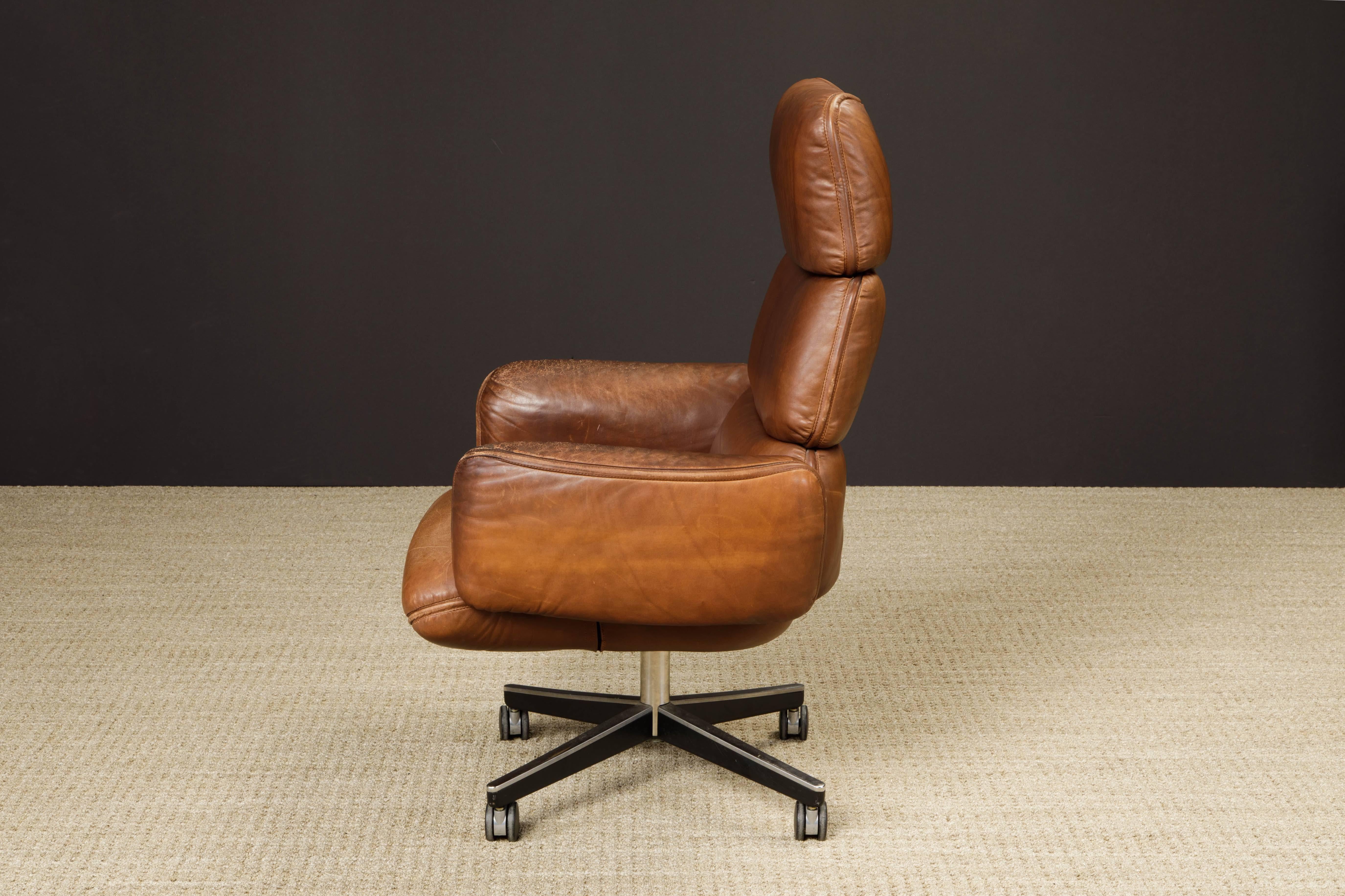 Otto Zapf for Knoll International Patinated Leather Executive Chair, Signed  10