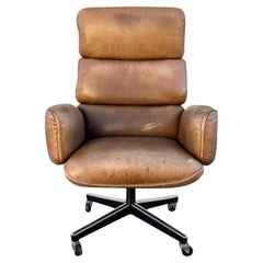 Otto Zapf for Knoll Intl. 1970s Patinated Tan Leather Executive Highback Chair