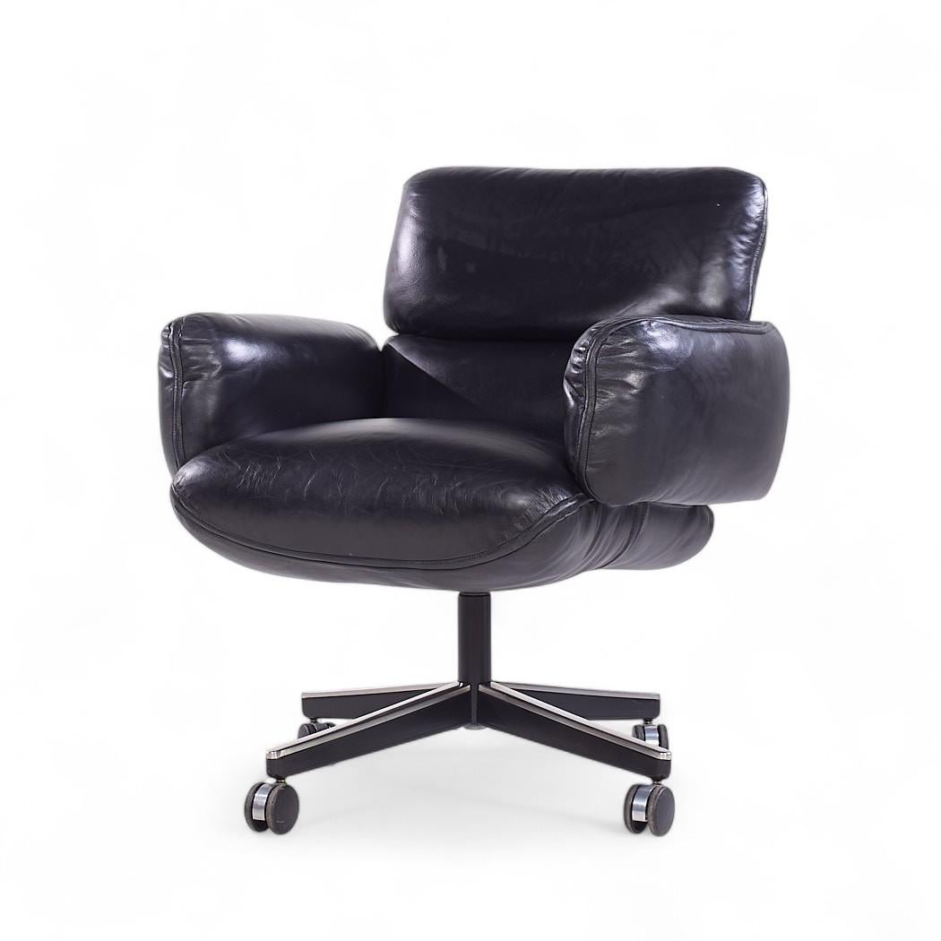 Otto Zapf für Knoll Mid Century Schwarzes Leder Management Bürostuhl (Moderne der Mitte des Jahrhunderts) im Angebot