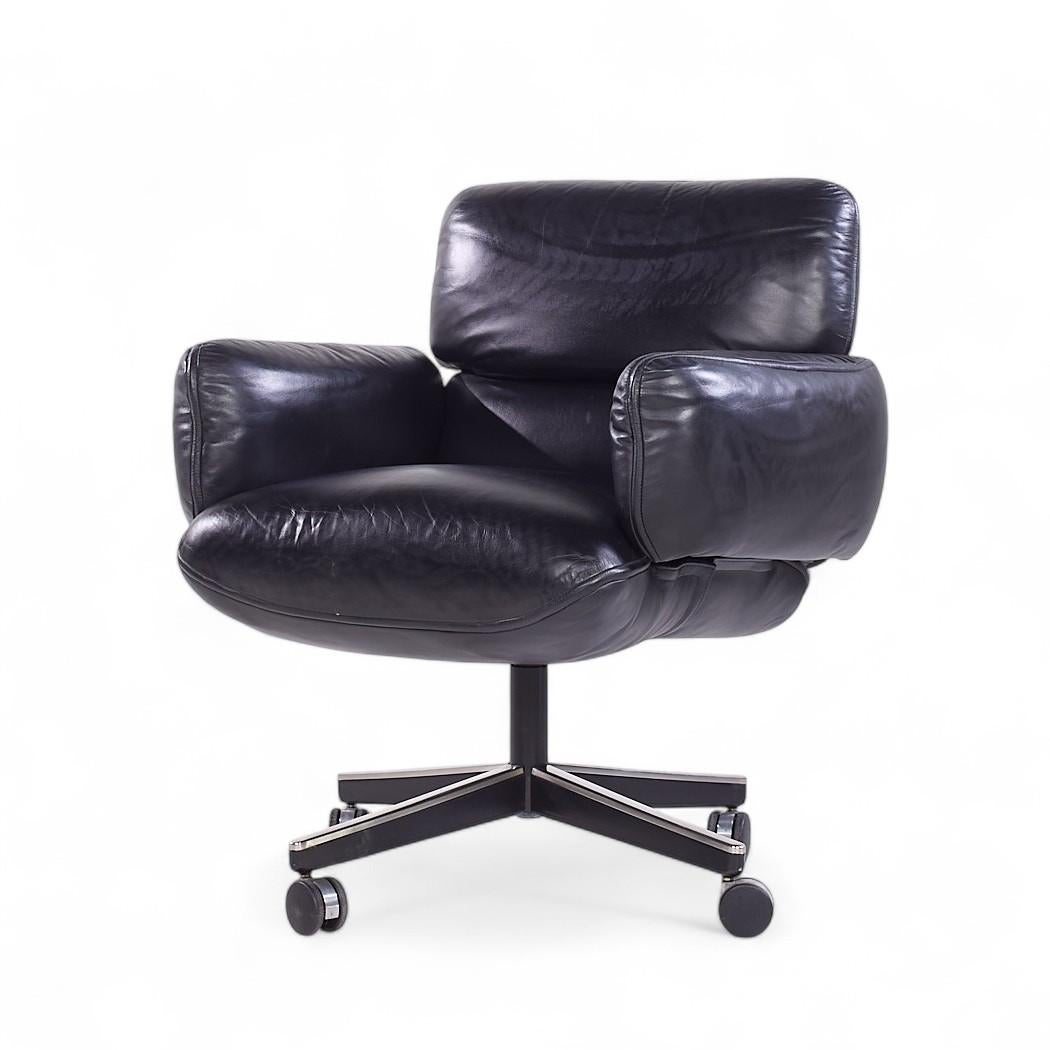 Otto Zapf für Knoll Mid Century Schwarzes Leder Management Bürostuhl (Moderne der Mitte des Jahrhunderts) im Angebot