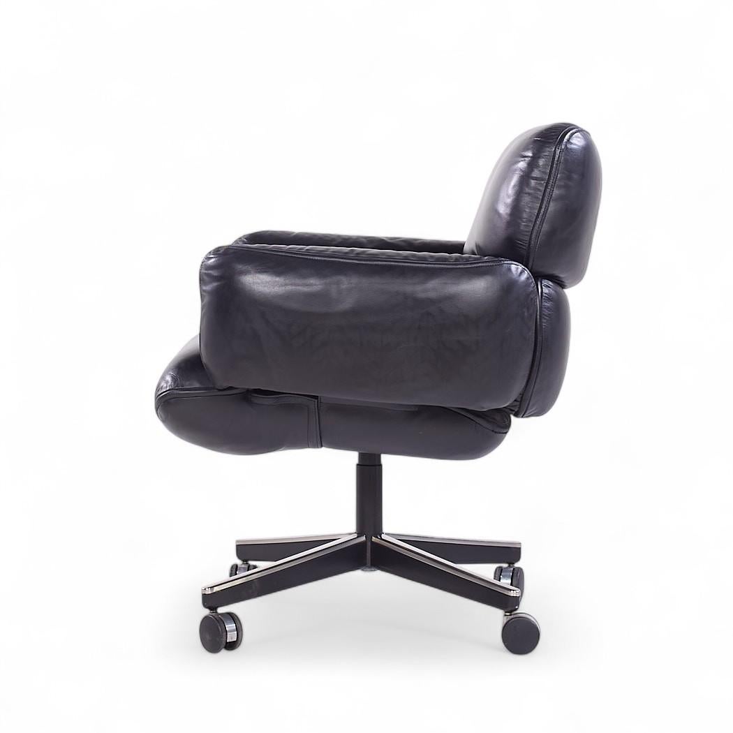 Otto Zapf für Knoll Mid Century Schwarzes Leder Management Bürostuhl (amerikanisch) im Angebot