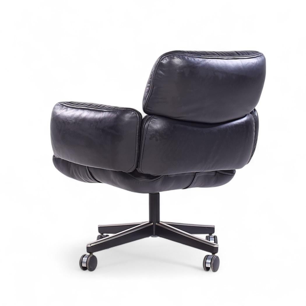 Otto Zapf für Knoll Mid Century Schwarzes Leder Management Bürostuhl im Zustand „Gut“ im Angebot in Countryside, IL
