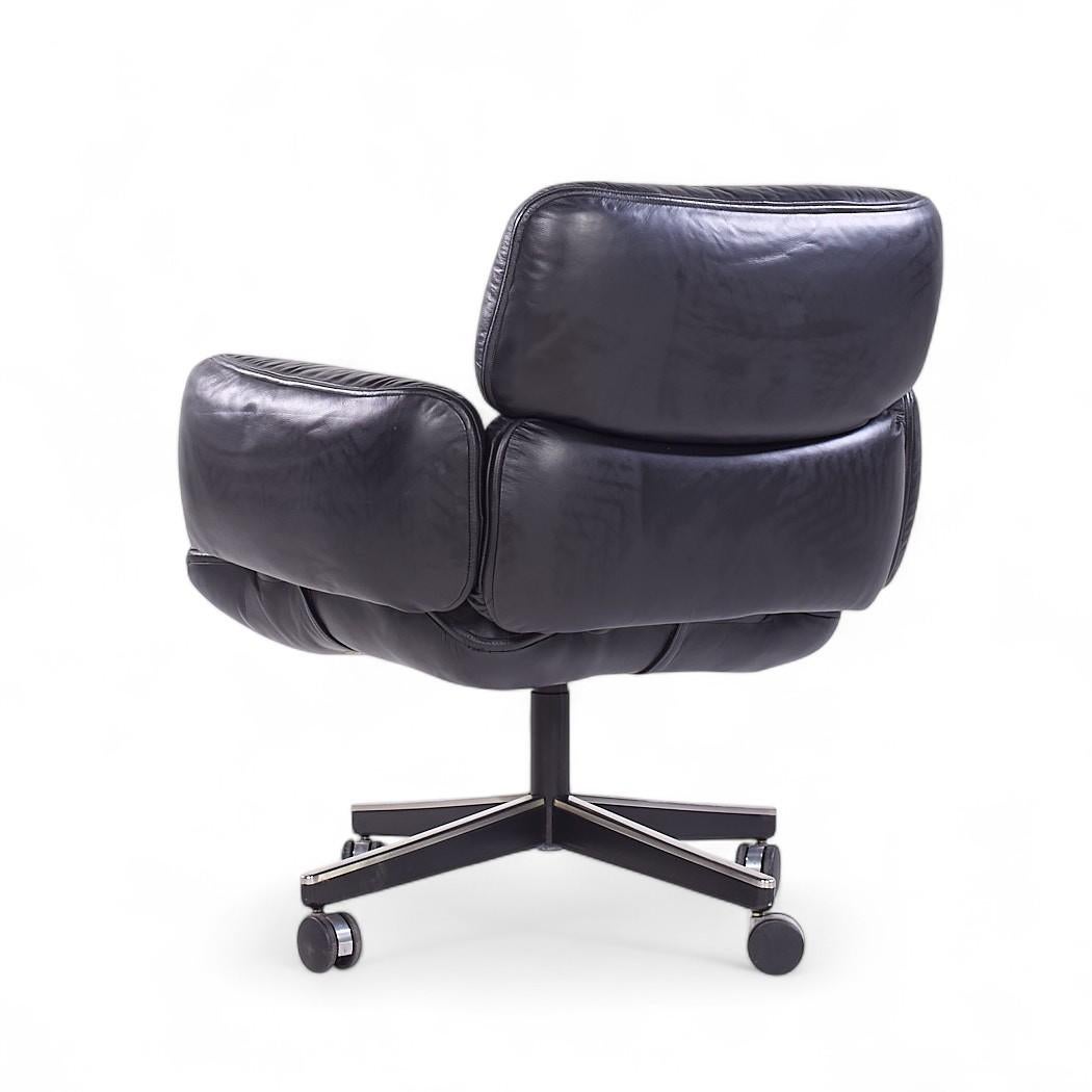 Otto Zapf für Knoll Mid Century Schwarzes Leder Management Bürostuhl im Zustand „Gut“ im Angebot in Countryside, IL