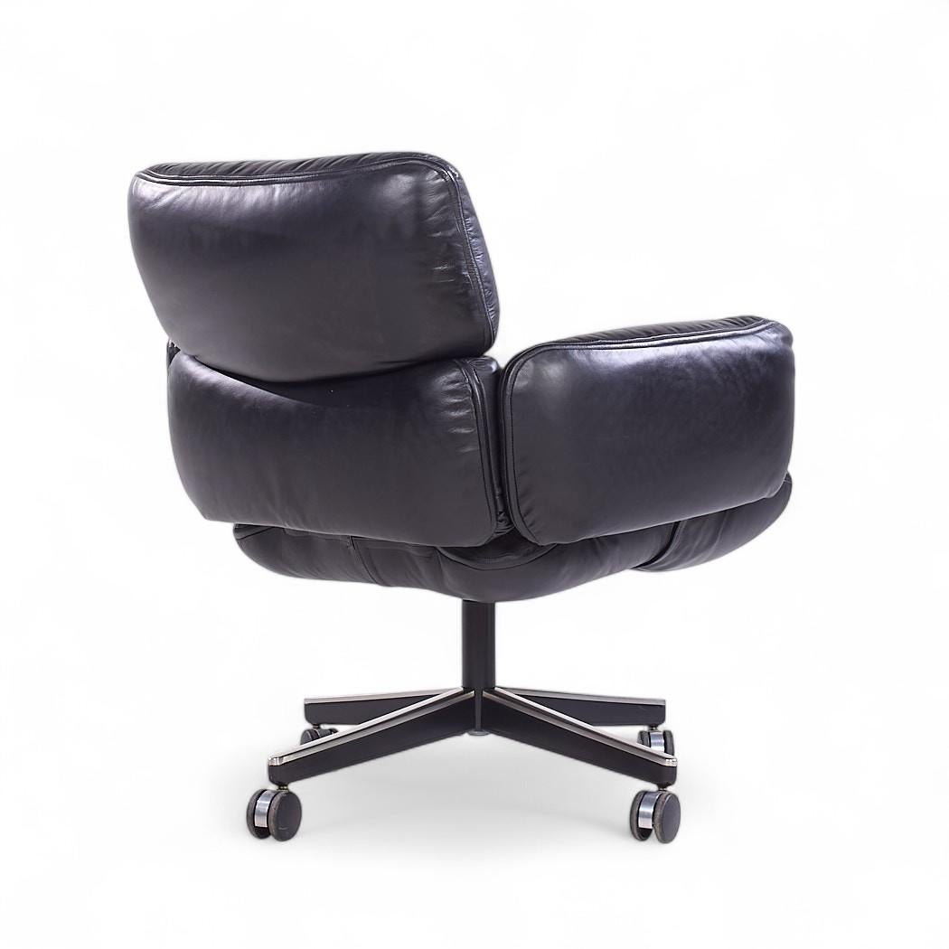 Otto Zapf für Knoll Mid Century Schwarzes Leder Management Bürostuhl im Angebot 1