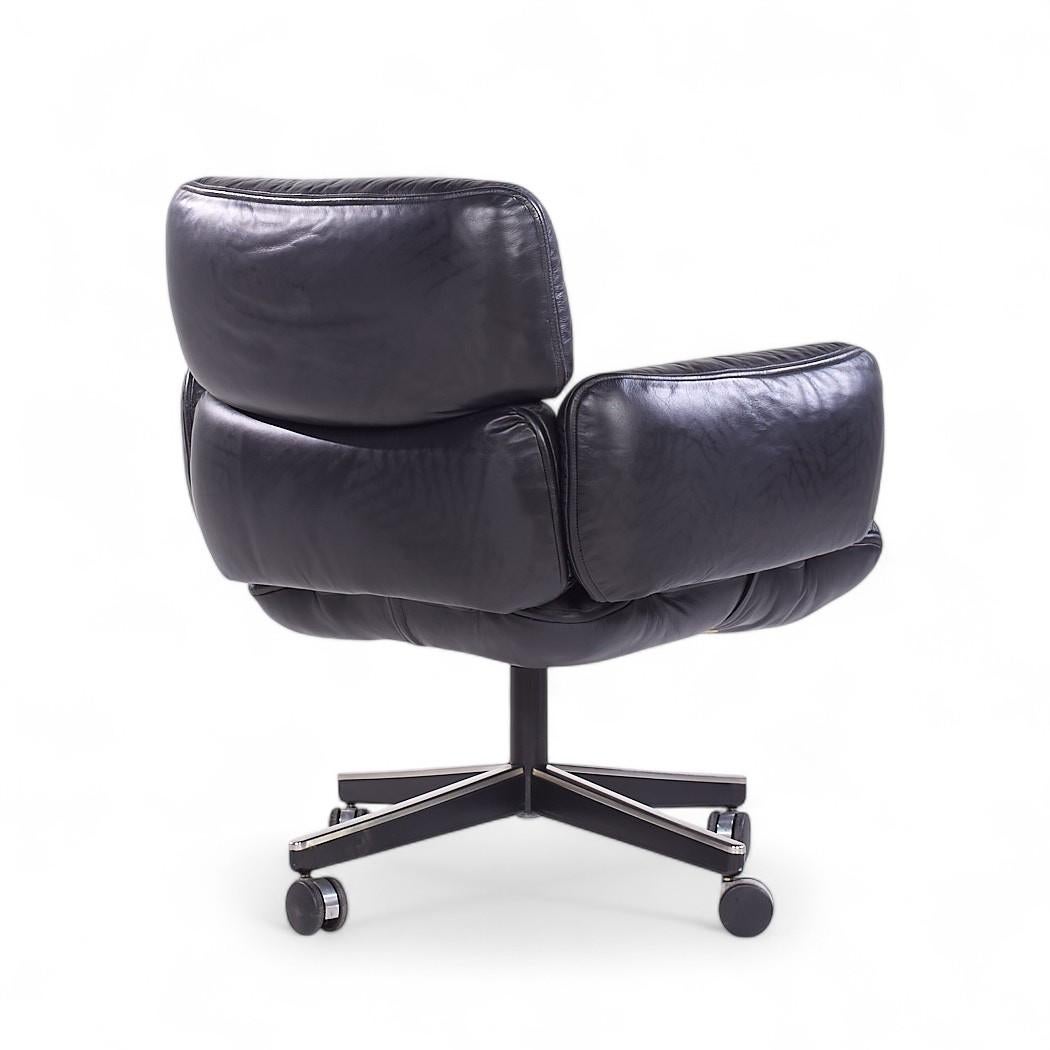 Otto Zapf für Knoll Mid Century Schwarzes Leder Management Bürostuhl im Angebot 1