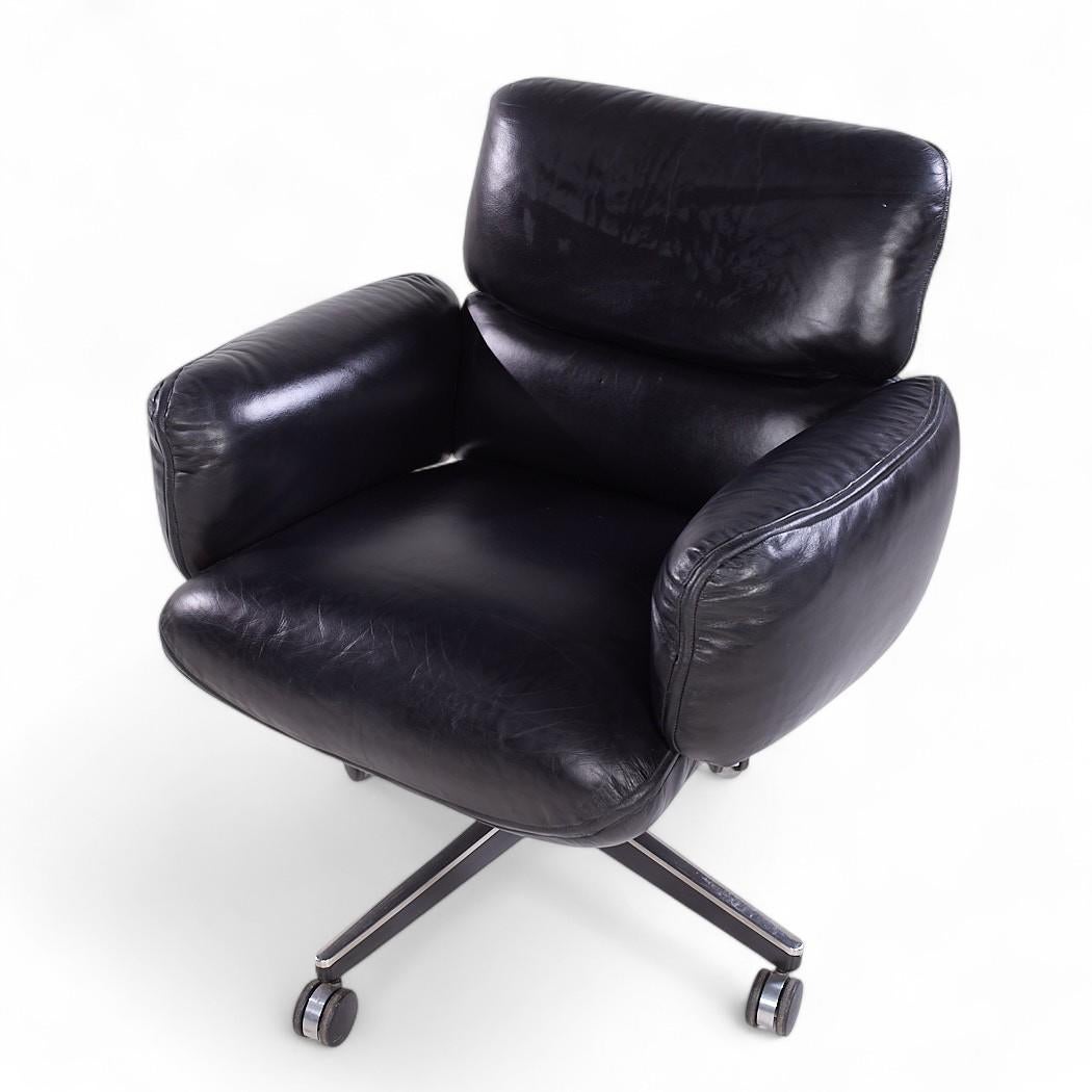 Otto Zapf für Knoll Mid Century Schwarzes Leder Management Bürostuhl im Angebot 3