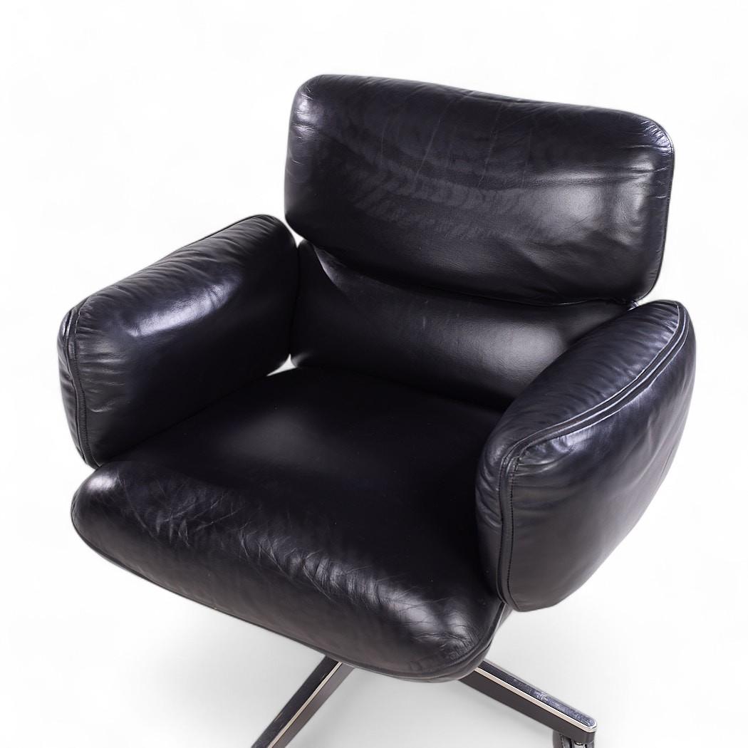 Otto Zapf für Knoll Mid Century Schwarzes Leder Management Bürostuhl im Angebot 3