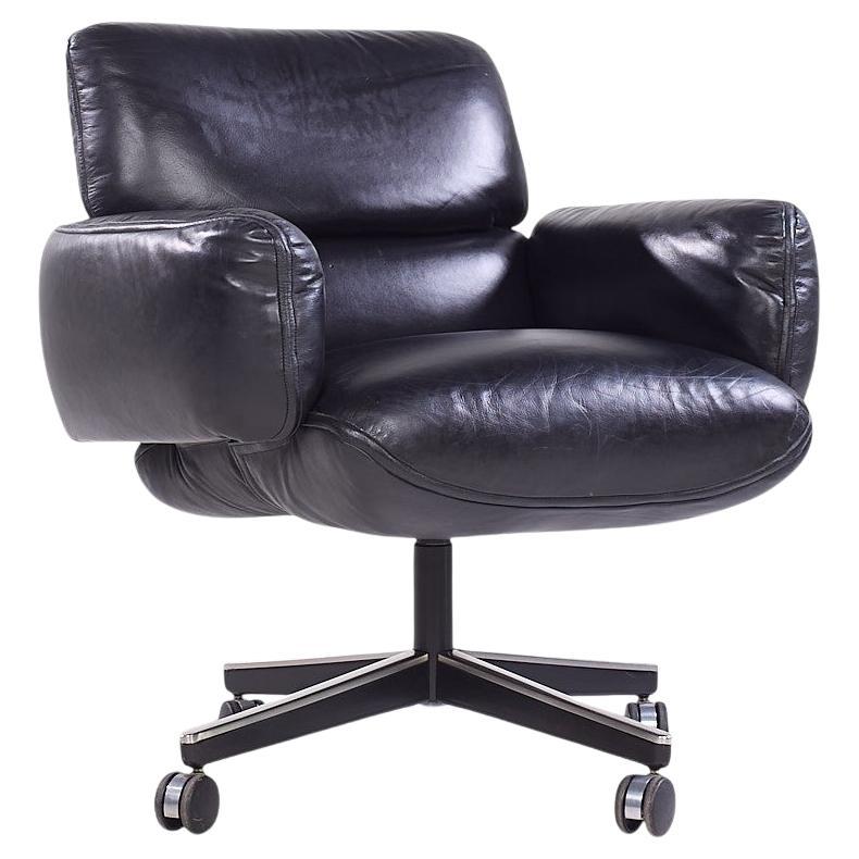 Otto Zapf für Knoll Mid Century Schwarzes Leder Management Bürostuhl im Angebot