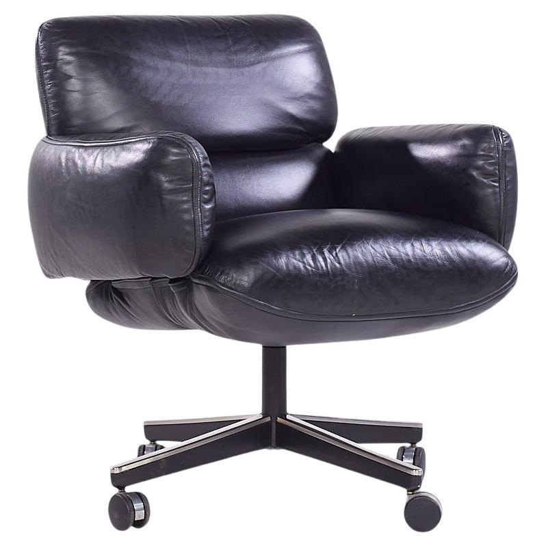 Otto Zapf für Knoll Mid Century Schwarzes Leder Management Bürostuhl
