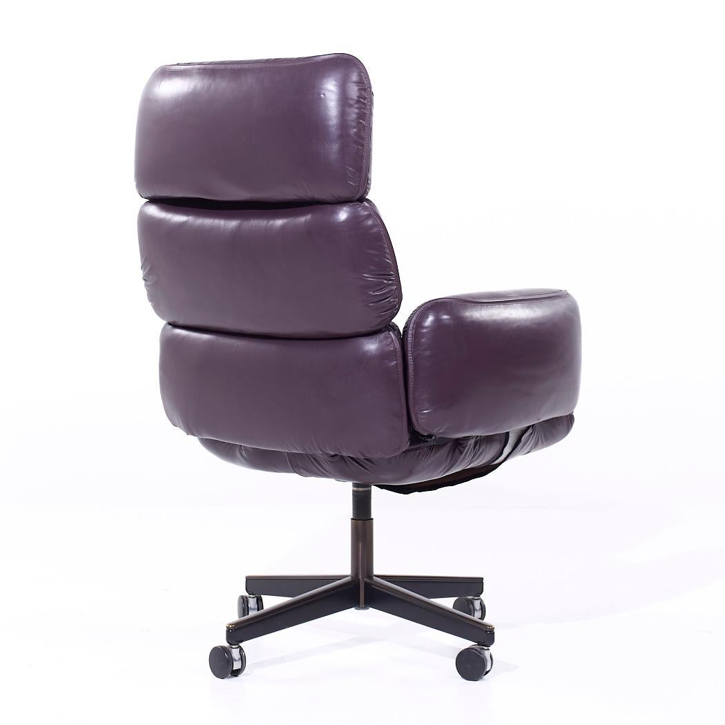 Late 20th Century Otto Zapf for Knoll Mid Century Leather Office Chair For Sale