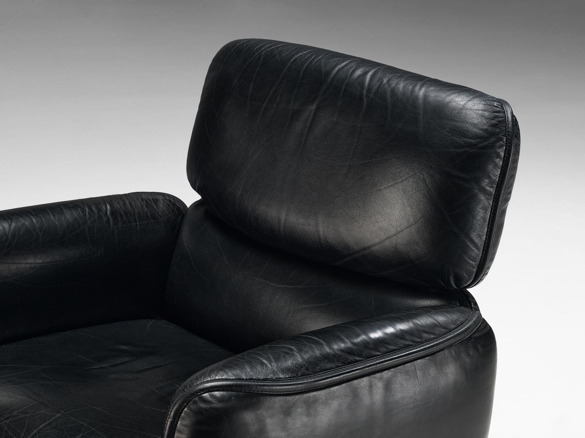 Sedia girevole da scrivania Otto Zapf per Knoll in pelle nera In condizioni buone in vendita a Waalwijk, NL