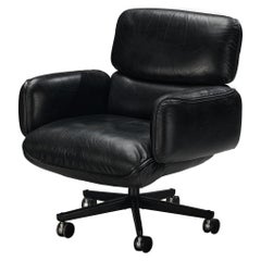 Otto Zapf pour Knoll Chaise de bureau pivotante en cuir noir