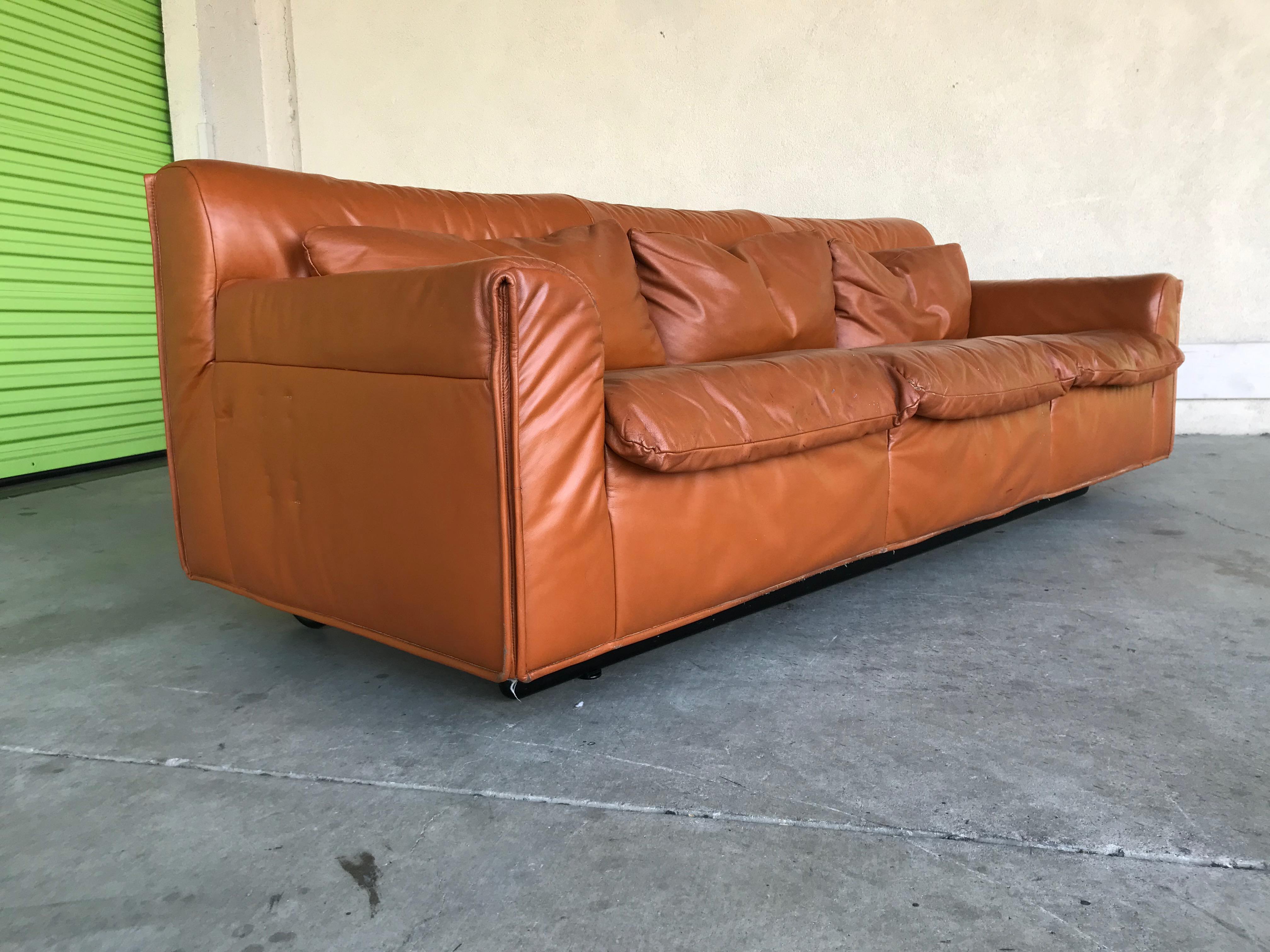 Steel Otto Zapf Leather Knoll Sofa, 1980