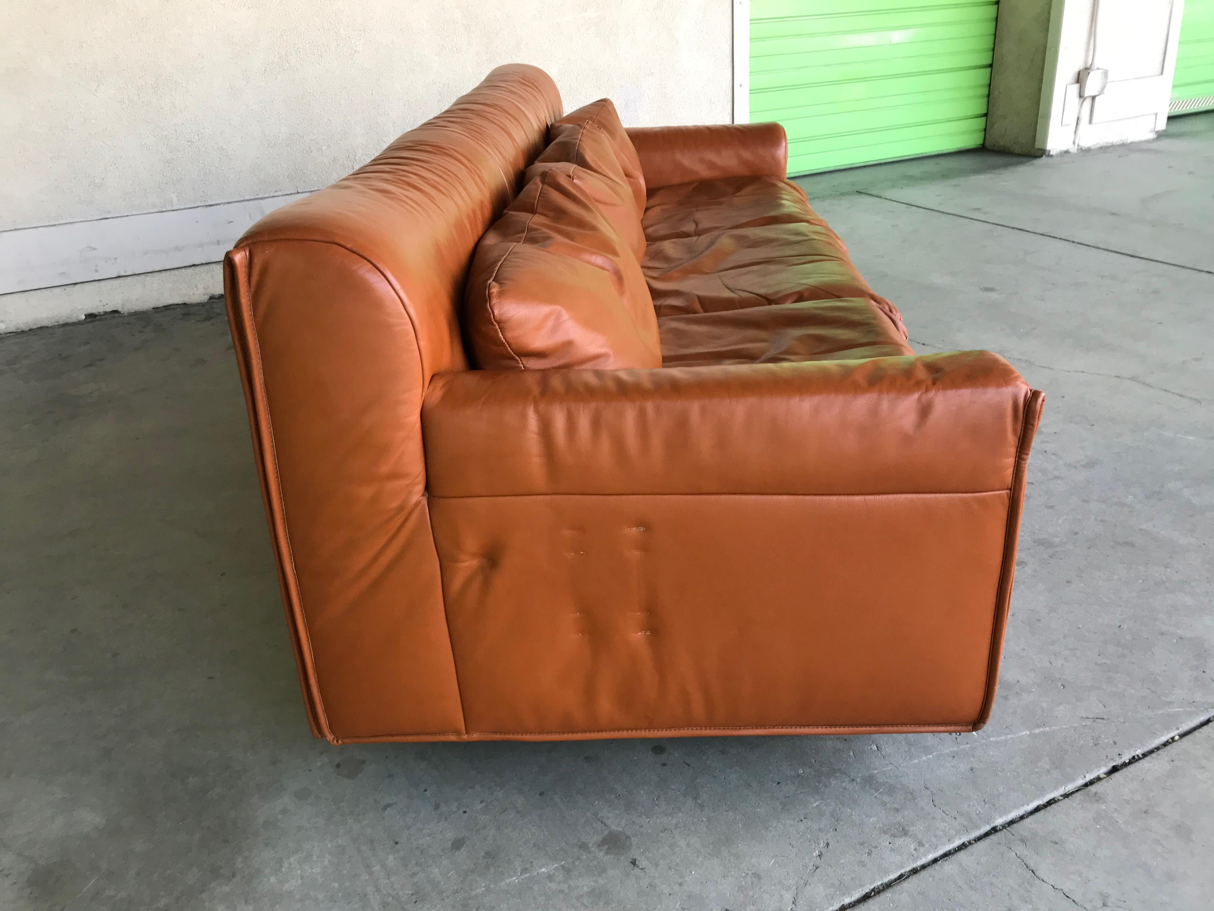 Otto Zapf Leather Knoll Sofa, 1980 1